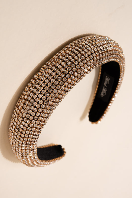 Nova Padded Rhinestone Headband | Gold