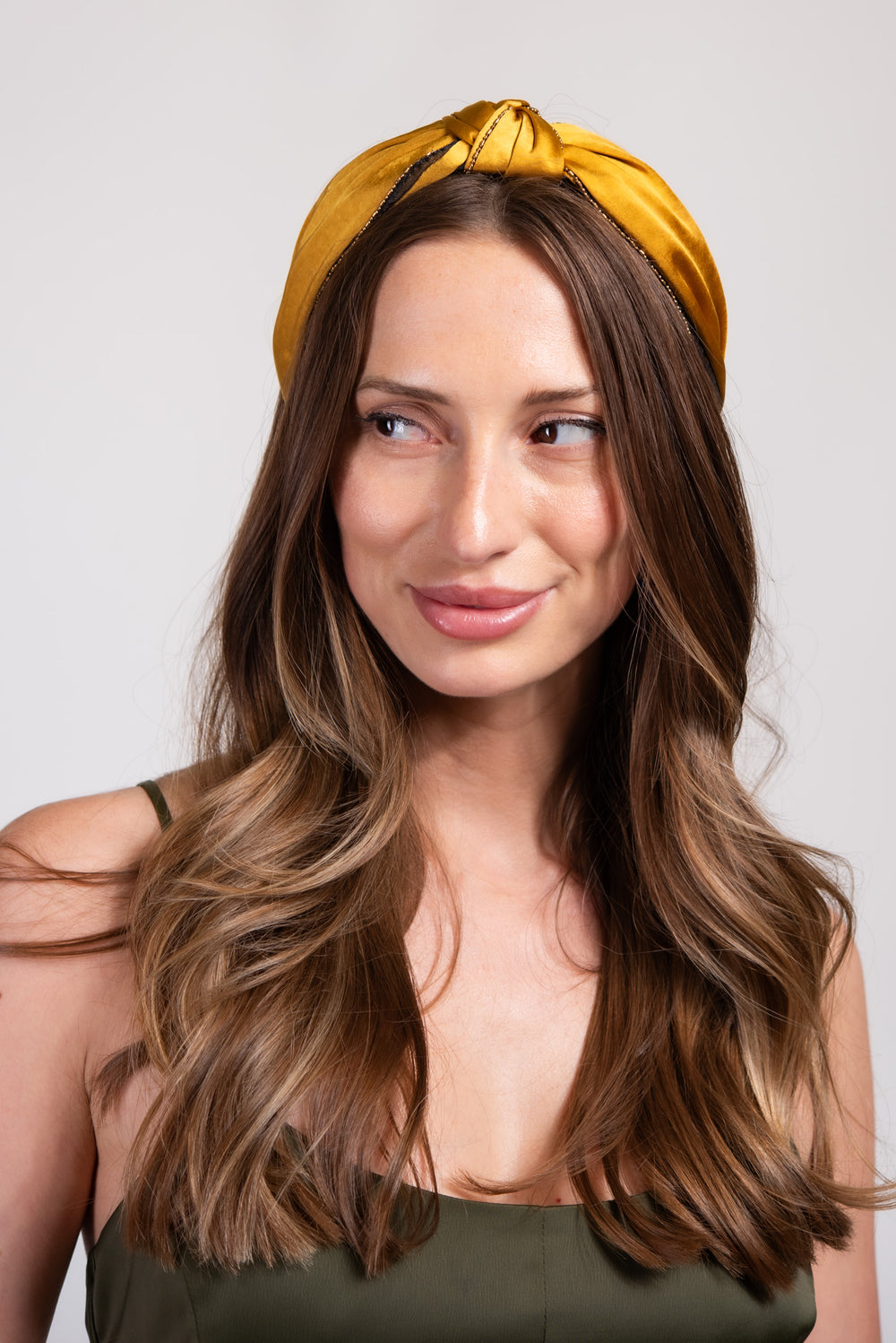 Sonia Satin Wrapped Bead Headband | Yellow