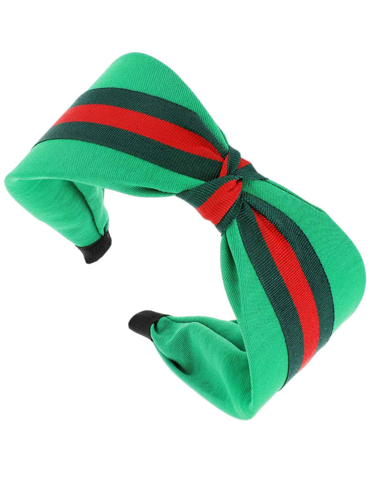 Raelynn Knotted Bow w/ Green & Red Stripe Headband