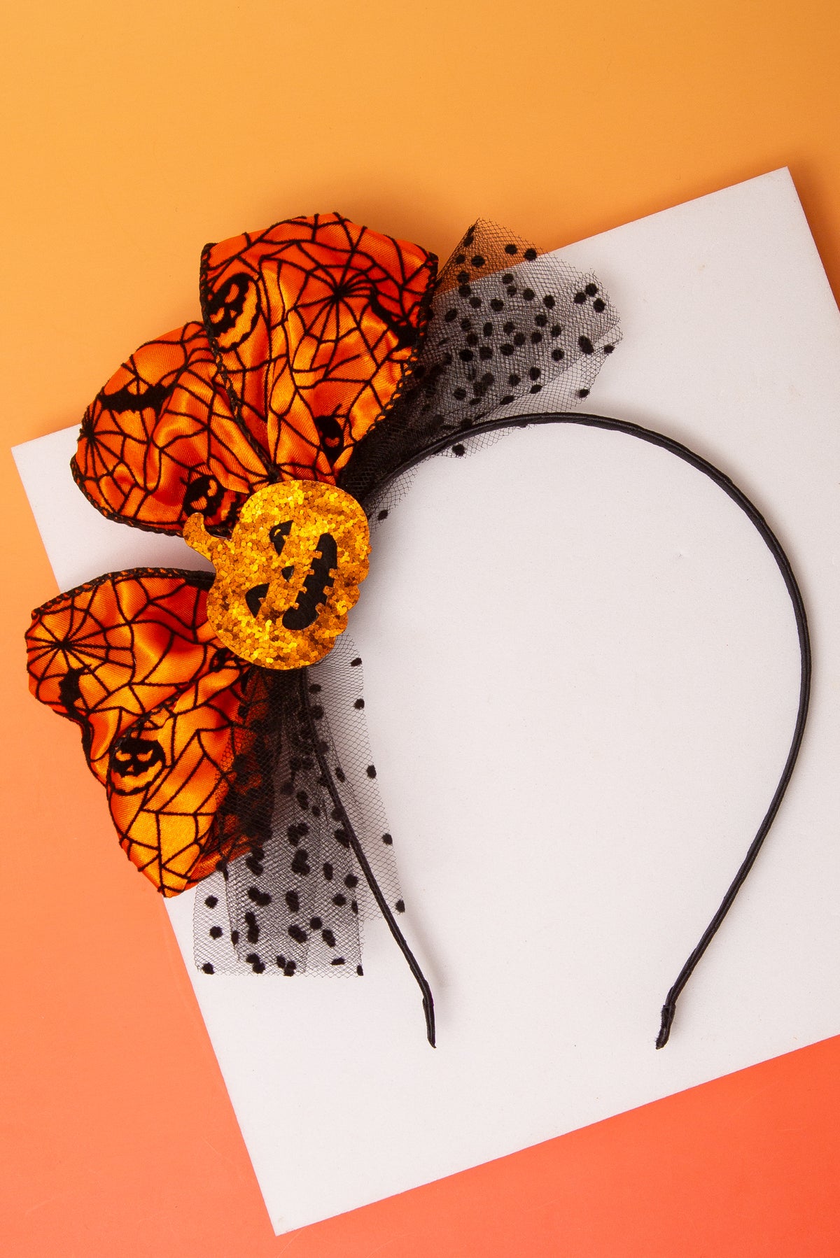 Josephine Halloween Pumpkin Spiderweb Headband