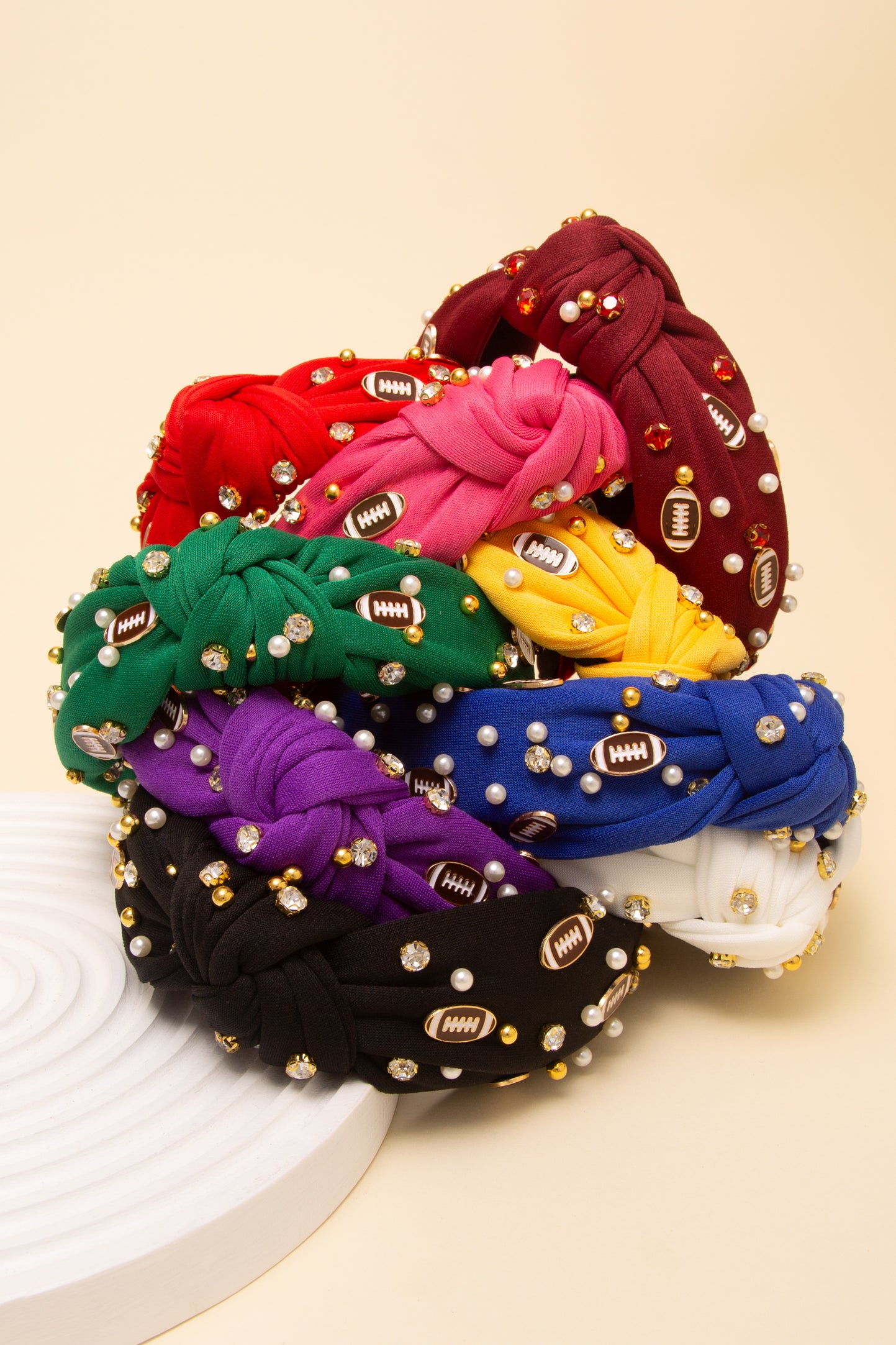 Stacy Game Day Football Jeweled Headband with Pearl Accent