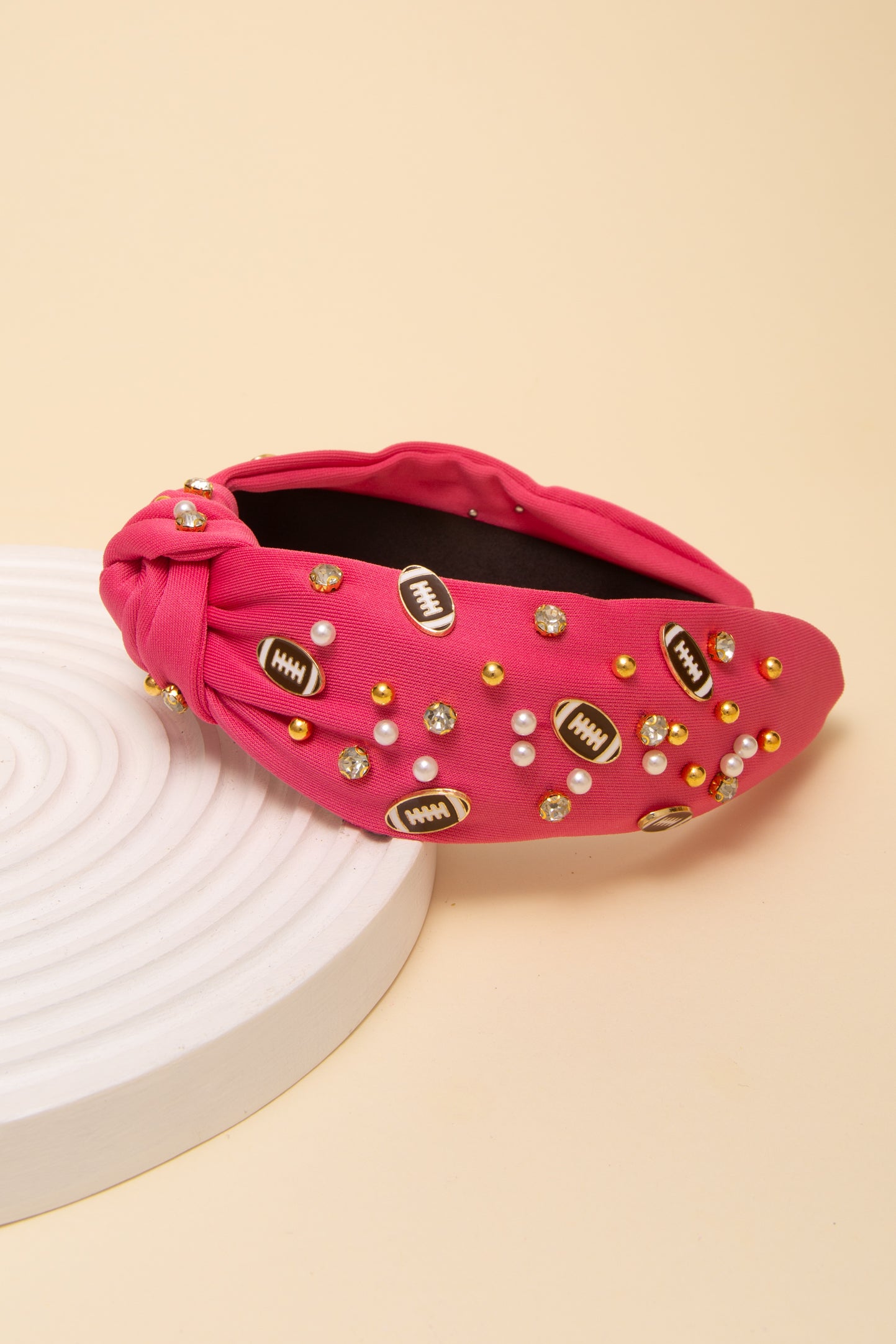 Stacy Game Day Football Jeweled Headband with Pearl Accent