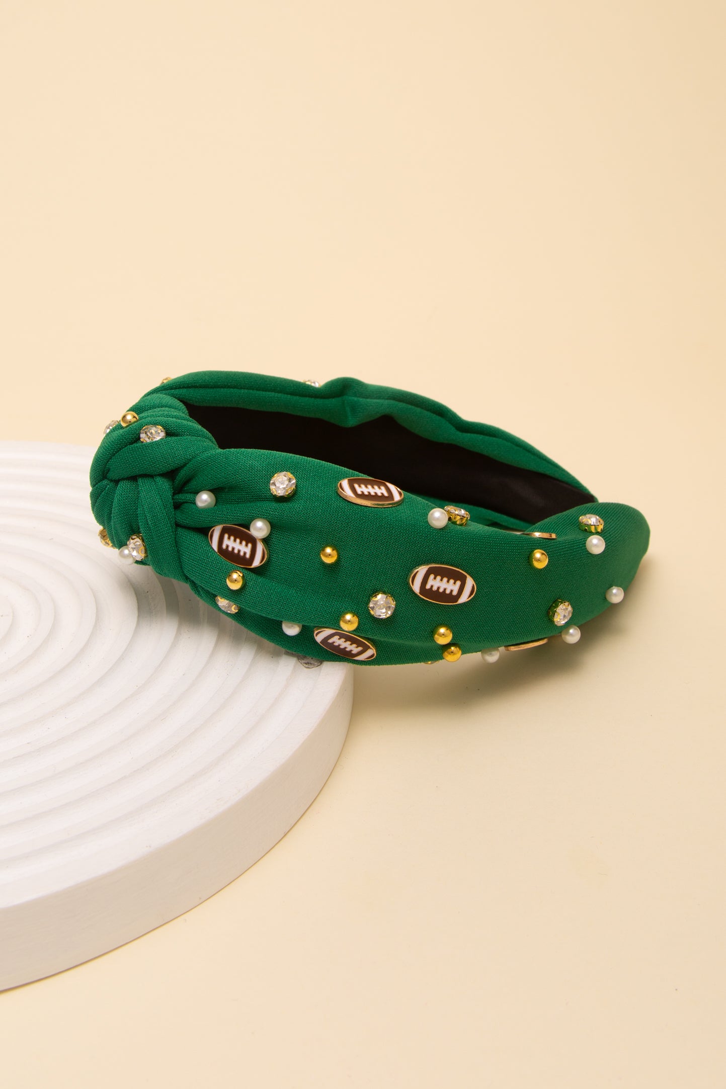 Stacy Game Day Football Jeweled Headband with Pearl Accent