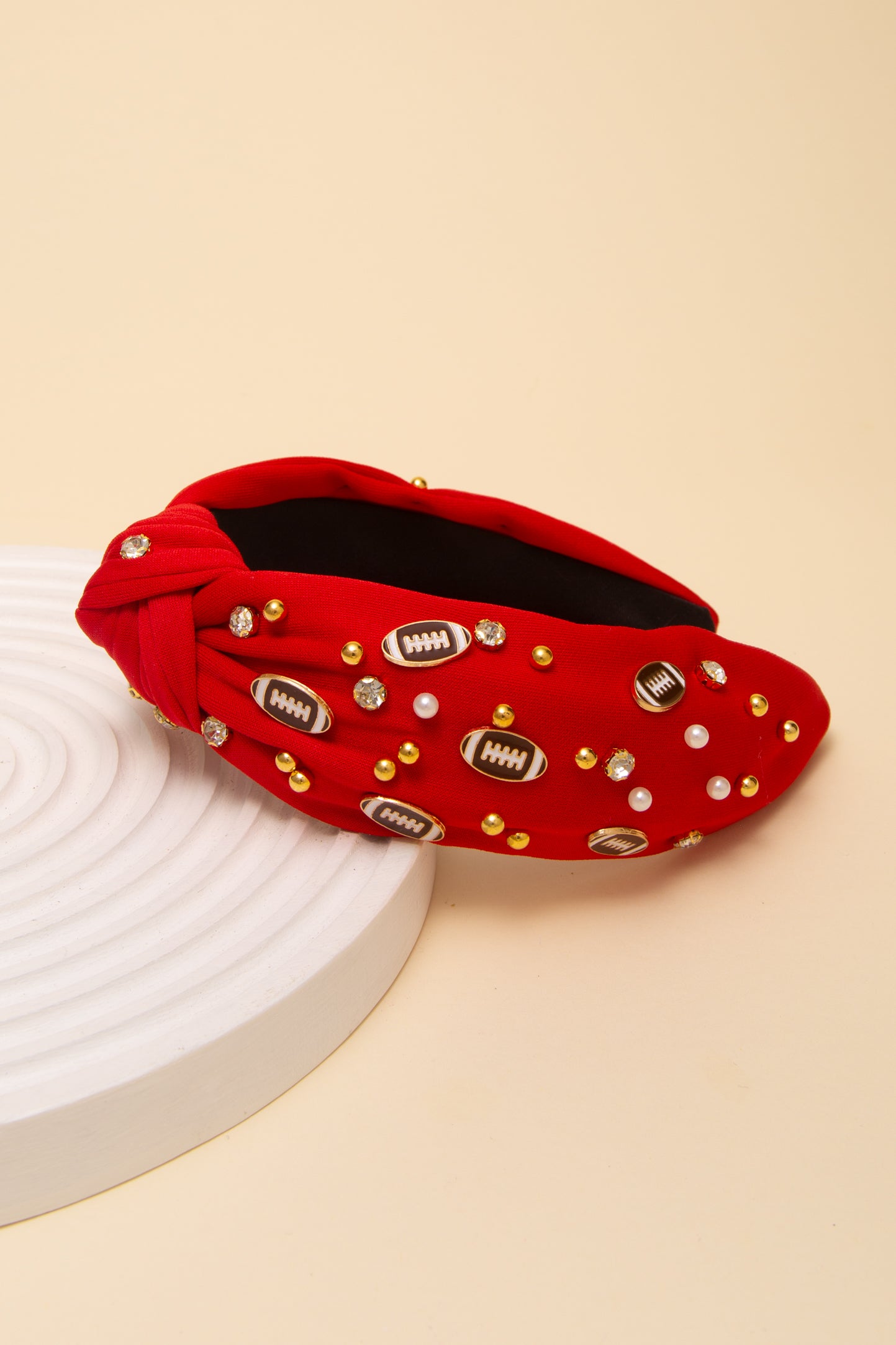 Stacy Game Day Football Jeweled Headband with Pearl Accent