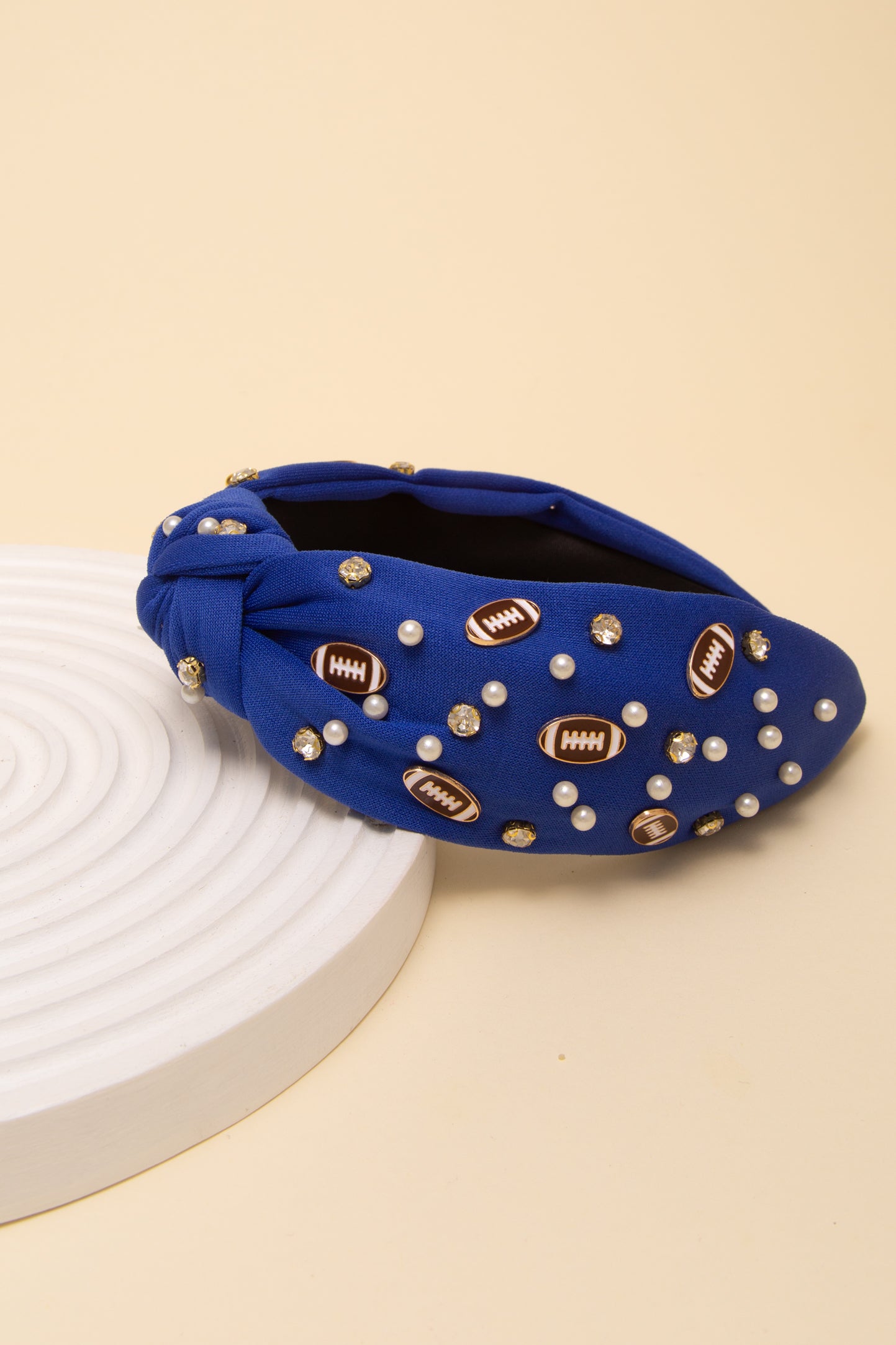 Stacy Game Day Football Jeweled Headband with Pearl Accent