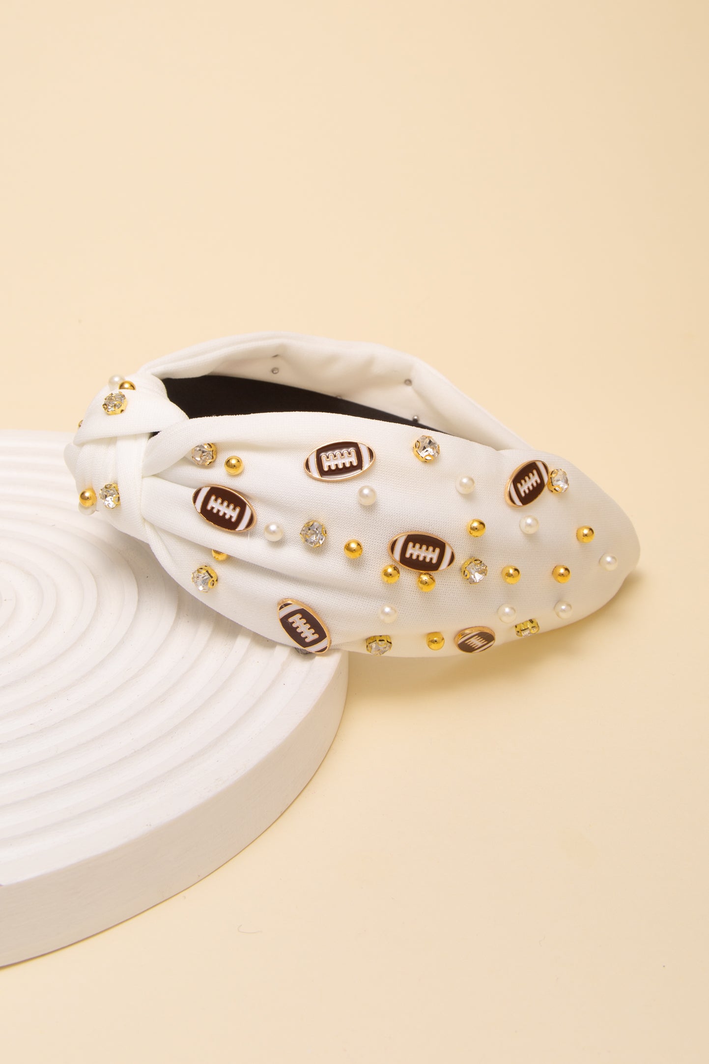 Stacy Game Day Football Jeweled Headband with Pearl Accent