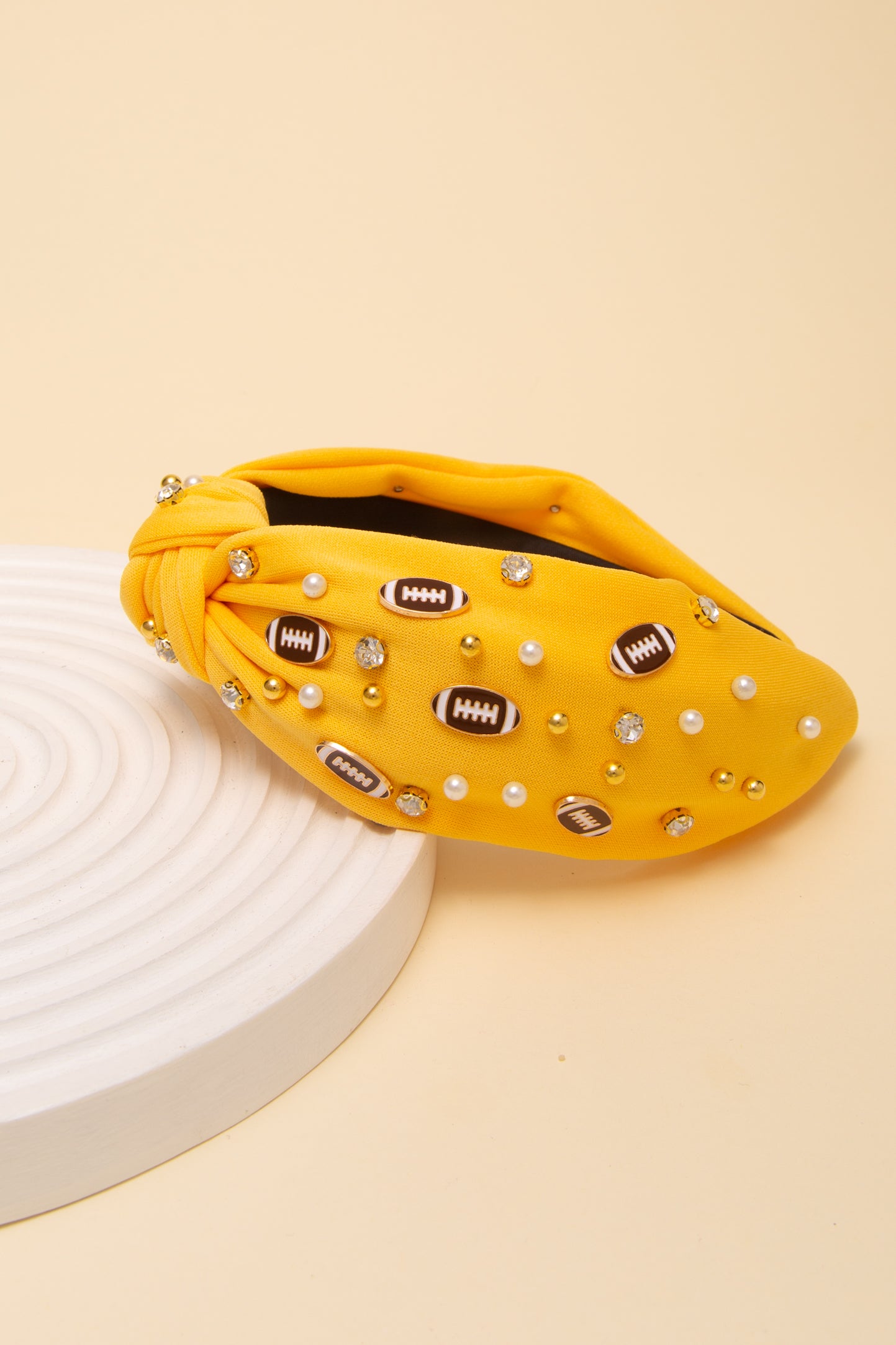 Stacy Game Day Football Jeweled Headband with Pearl Accent