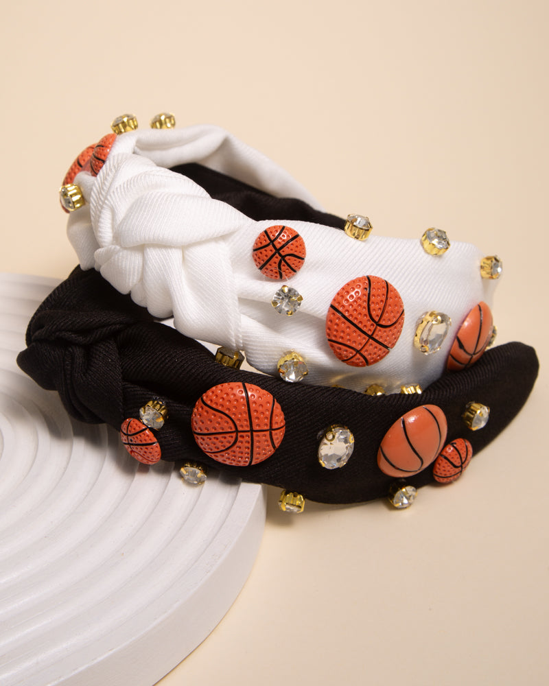 Betsy Gameday Basketball Charm Crystal Embellished Headband