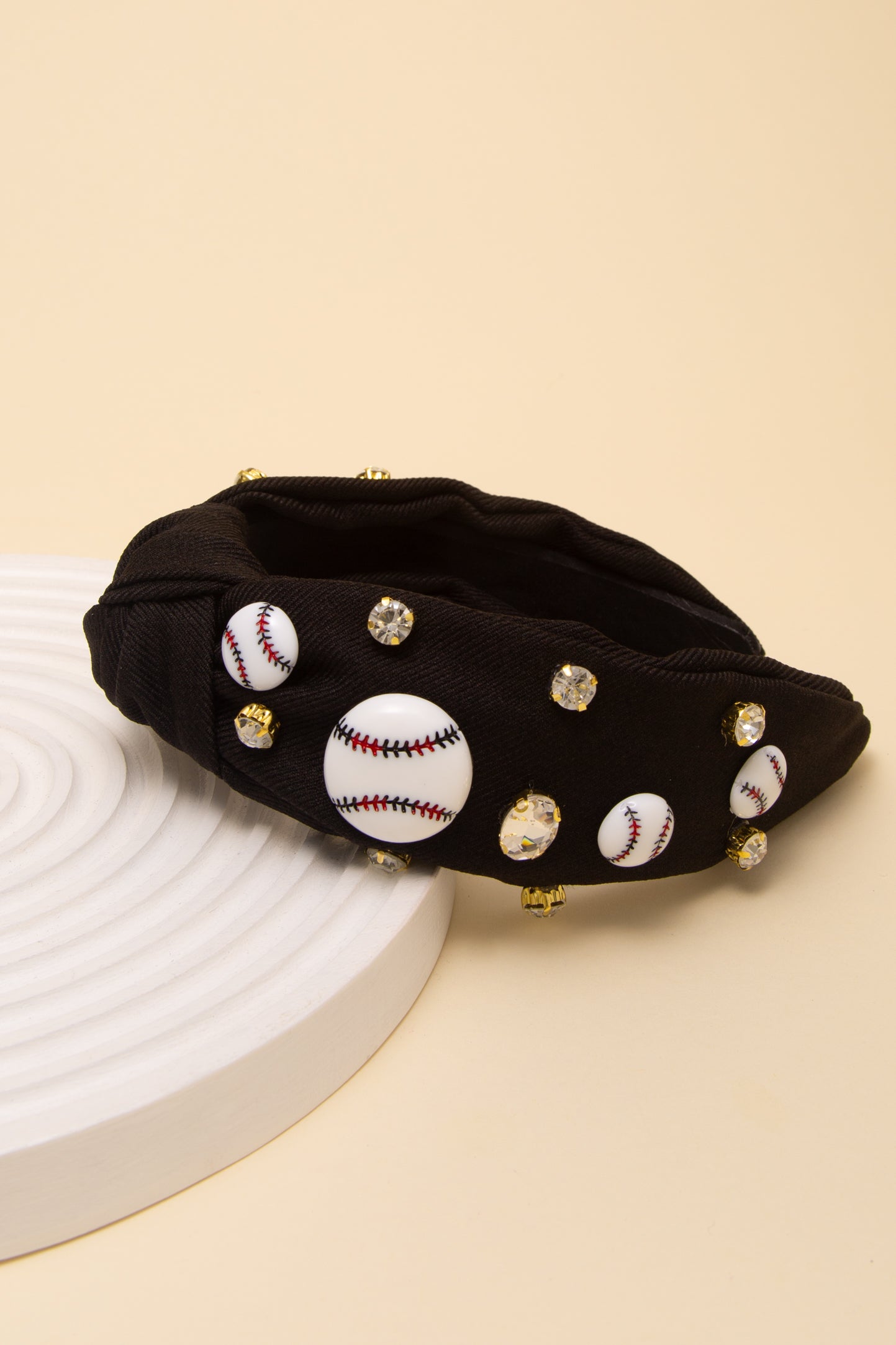 Aurora Baseball Jeweled Rhinestone Top Knot Headband