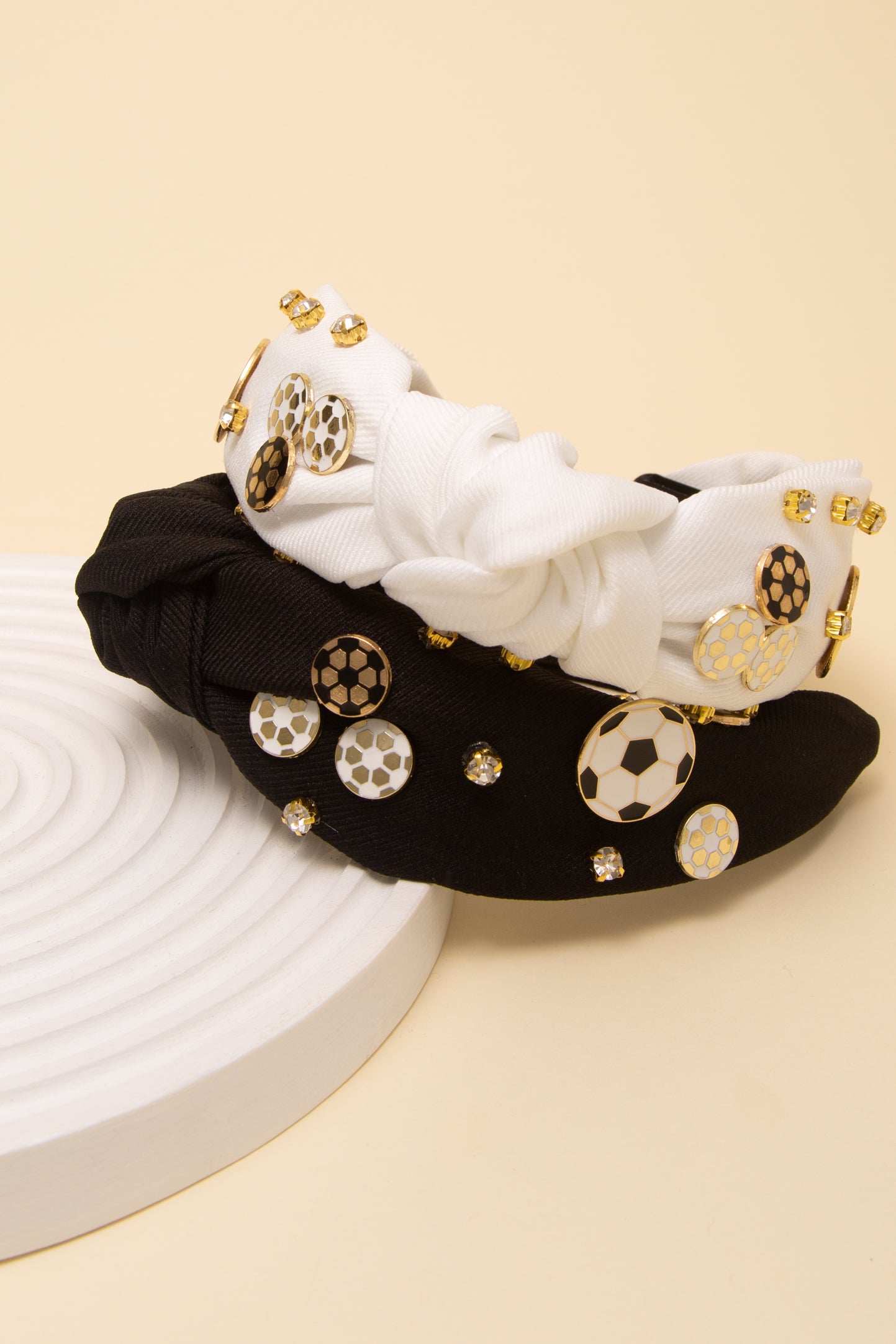 Eliana Hand-Beaded Rhinestone Soccer Jeweled Knot Headband