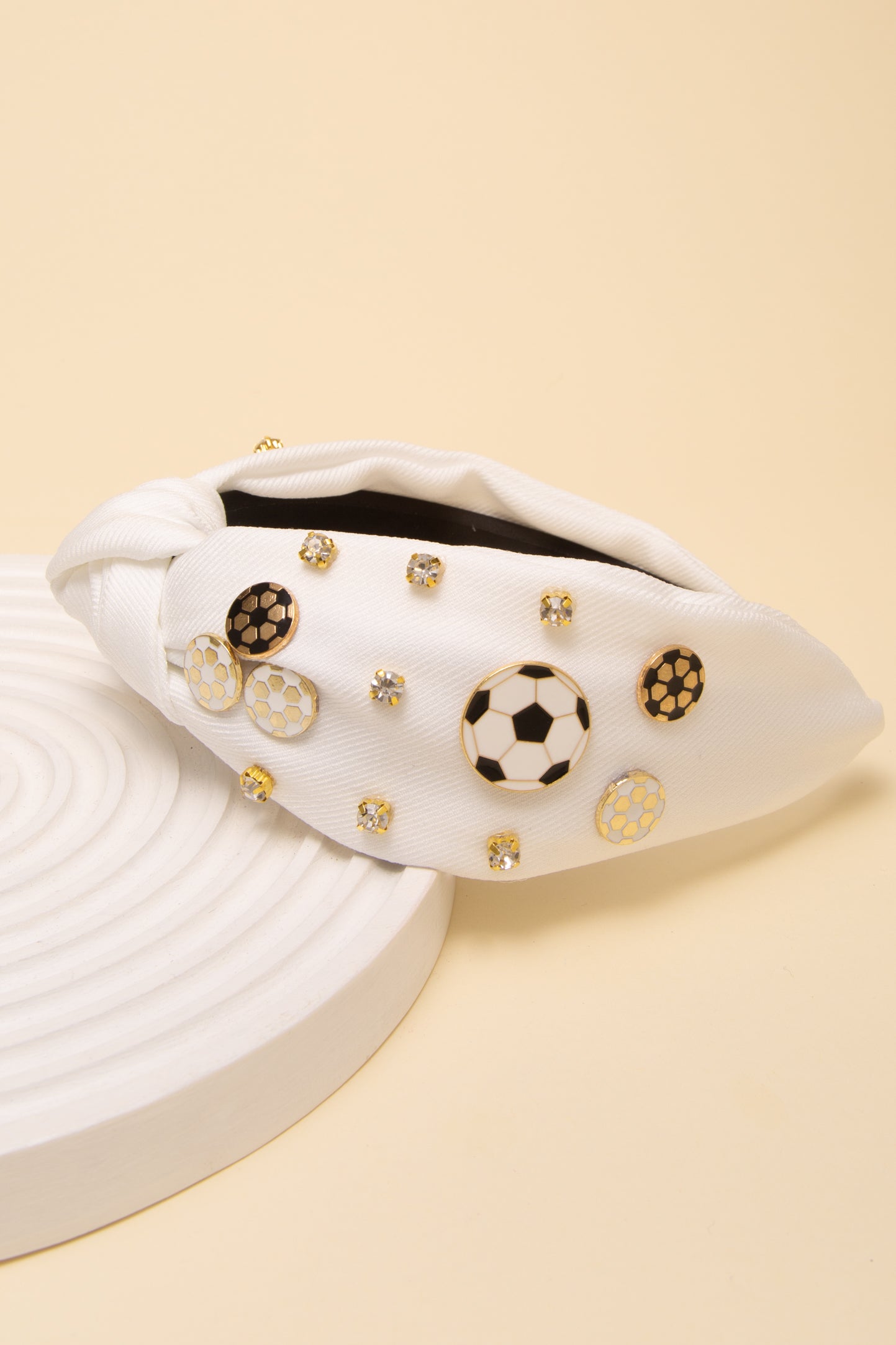 Eliana Hand-Beaded Rhinestone Soccer Jeweled Knot Headband