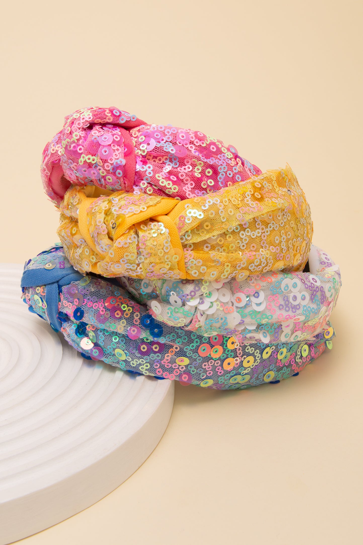 Eleanor Pastels Sequins Top Knot headband