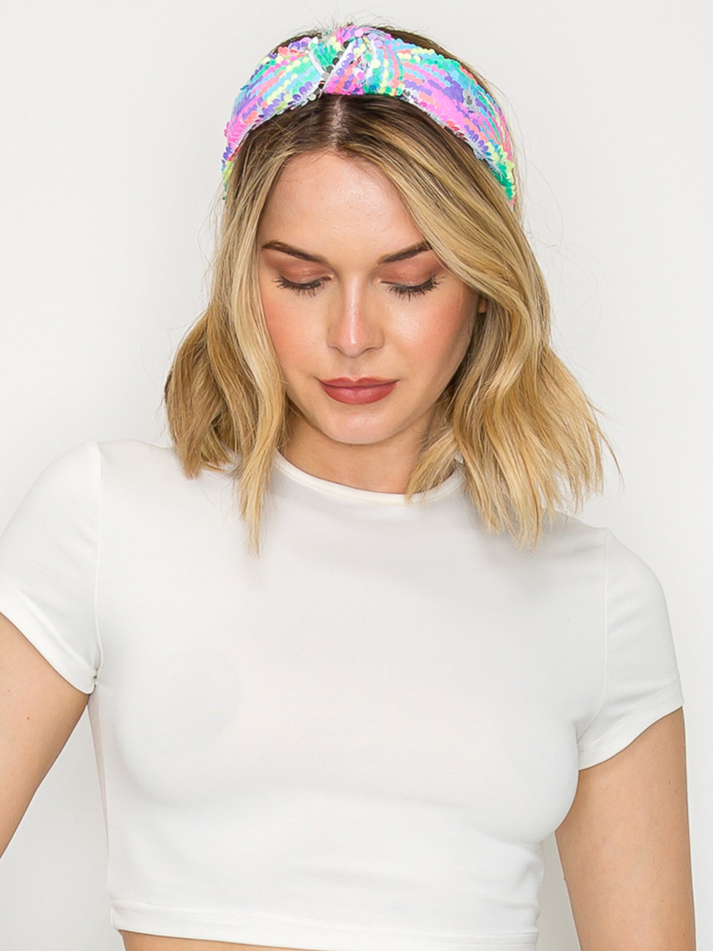 Hailey Colorful Multi Theme Colorway Sequin Top Knotted Headband