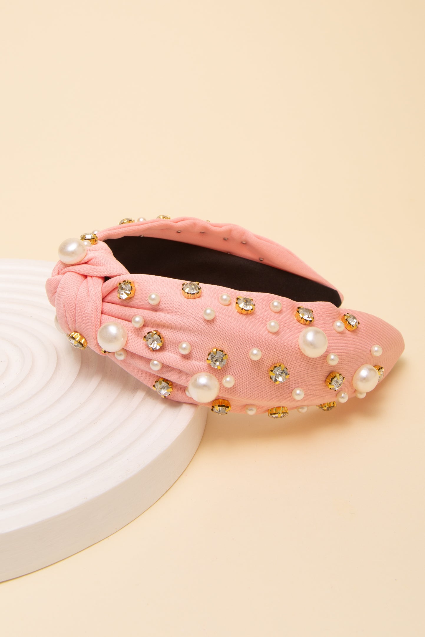 Elizabeth Rhinestone and Pearl Embellished Top Knot Headband