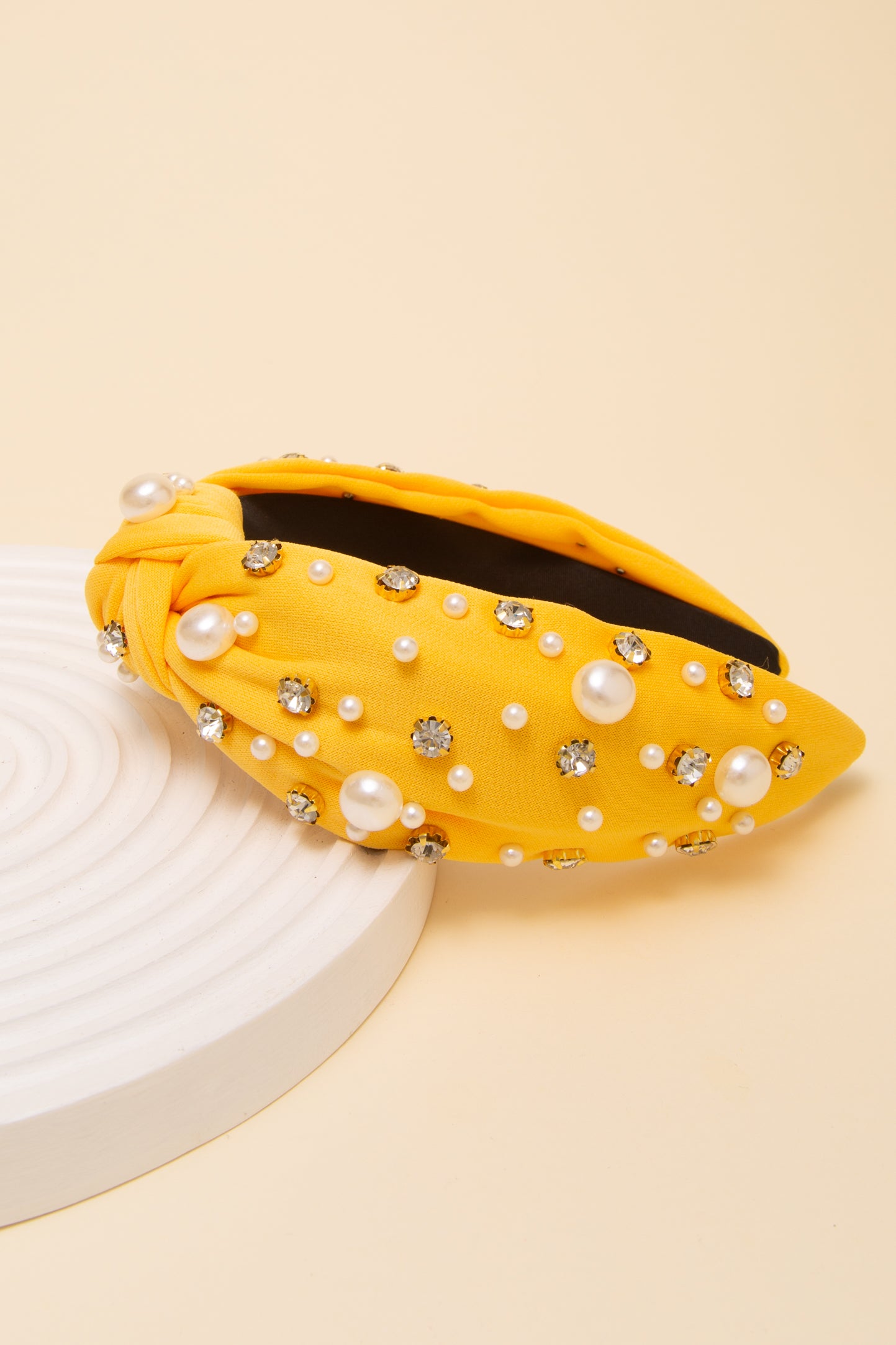 Elizabeth Rhinestone and Pearl Embellished Top Knot Headband