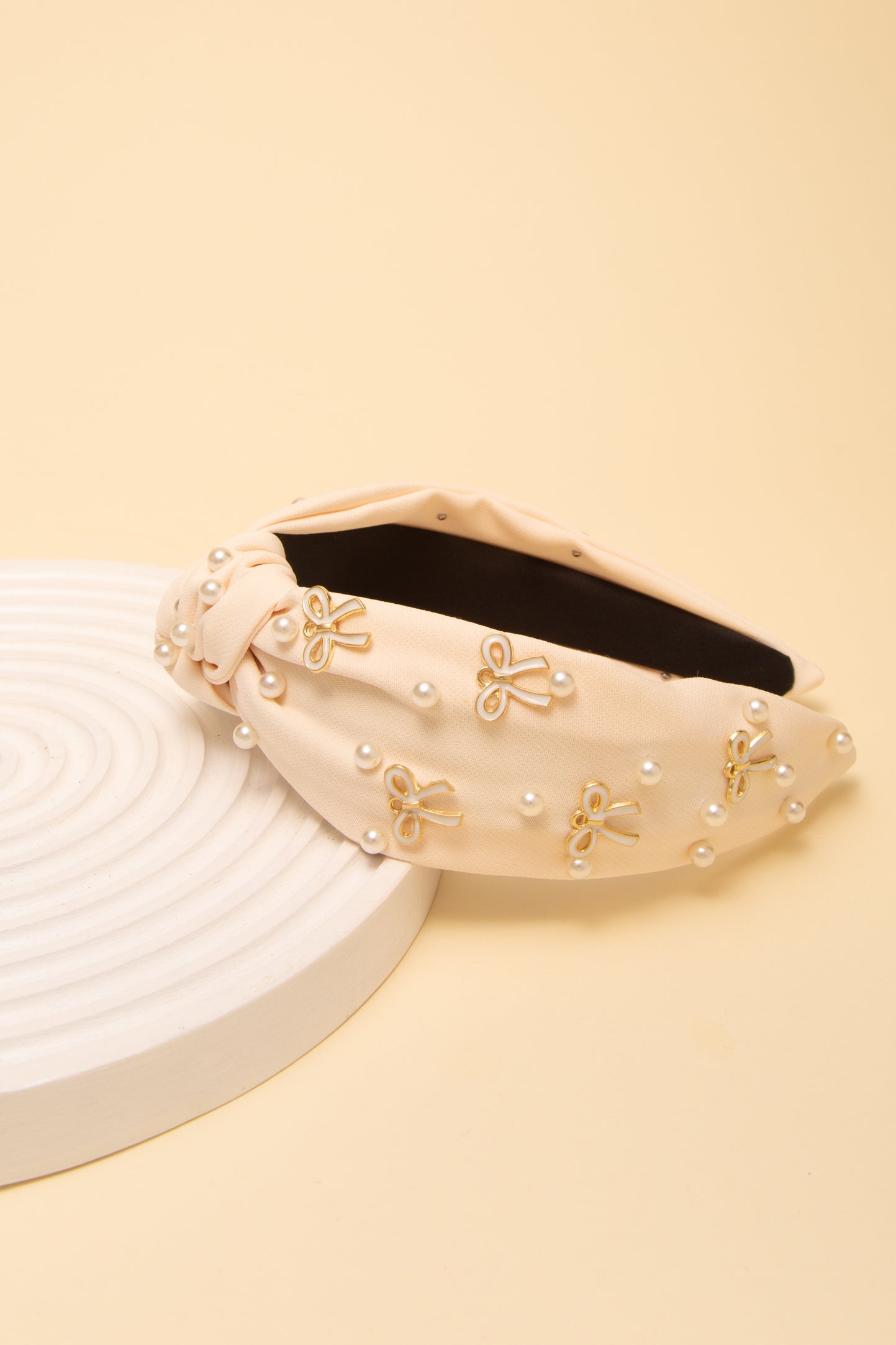 Lily Pearl and Bow Embellished Top Knot Headband