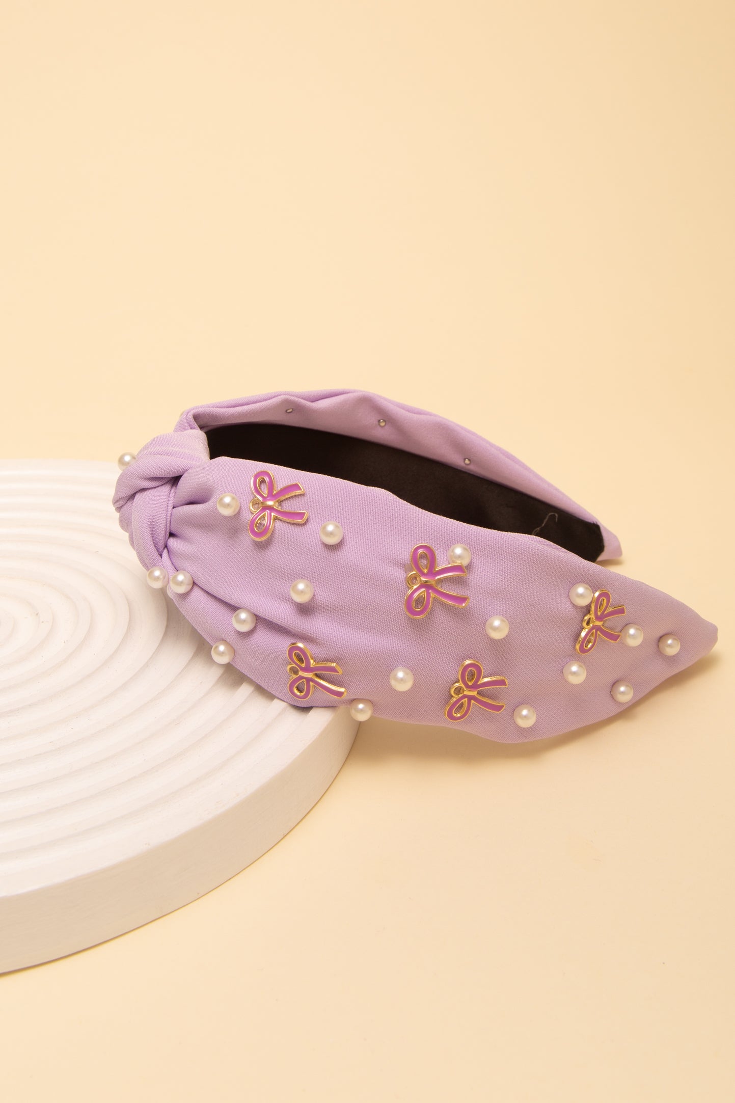 Lily Pearl and Bow Embellished Top Knot Headband