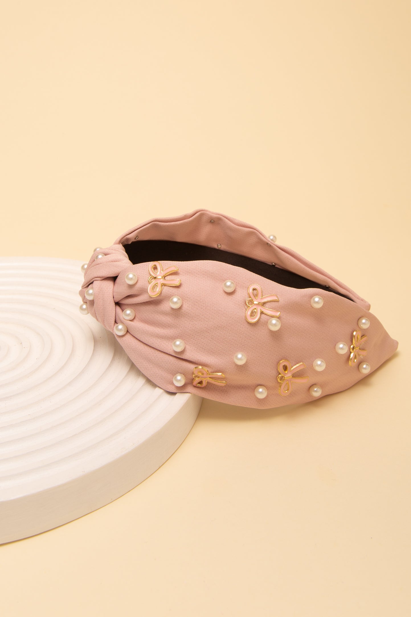 Lily Pearl and Bow Embellished Top Knot Headband