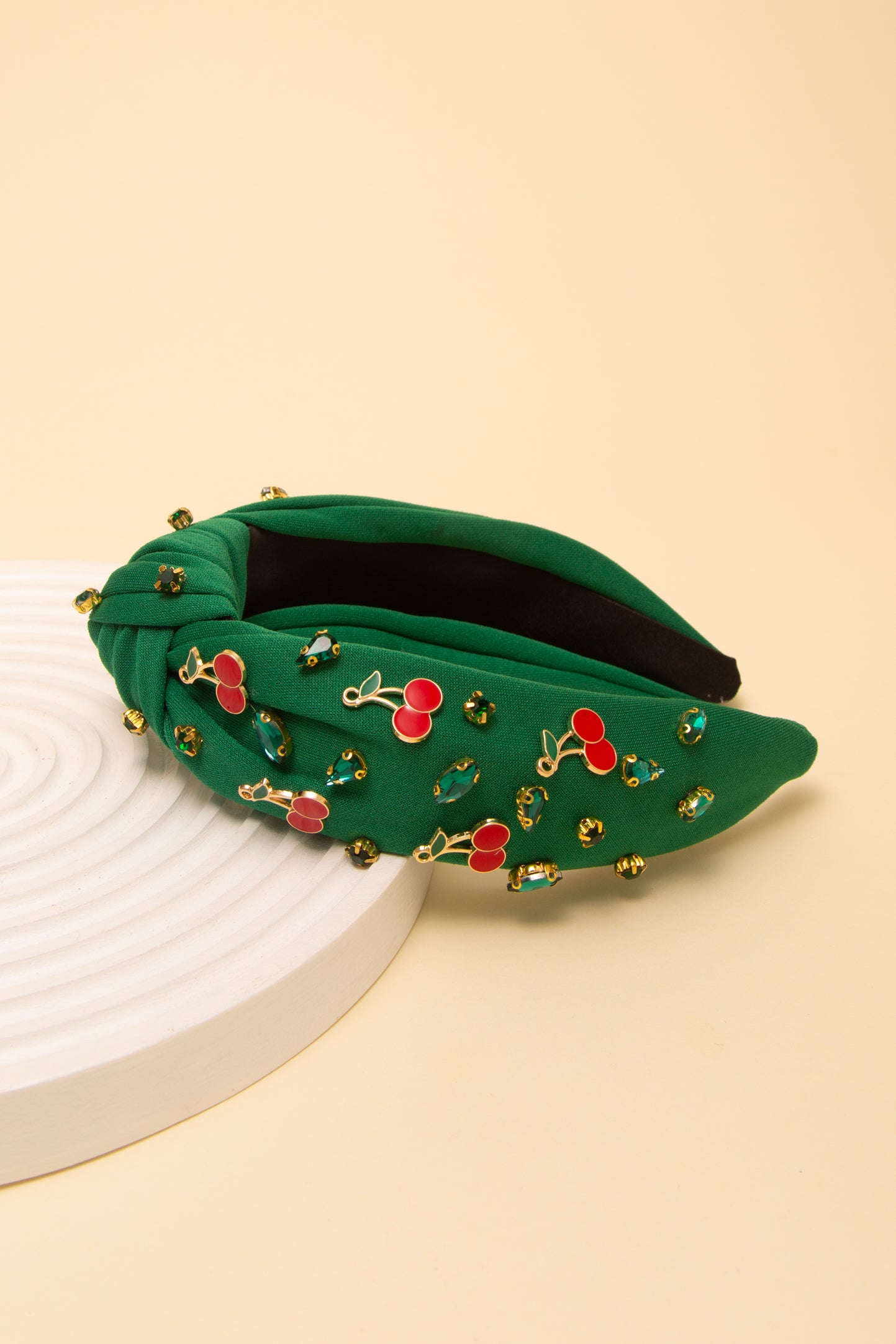 Emily Rhinestone and Cherries Embellished Top Knot Headband