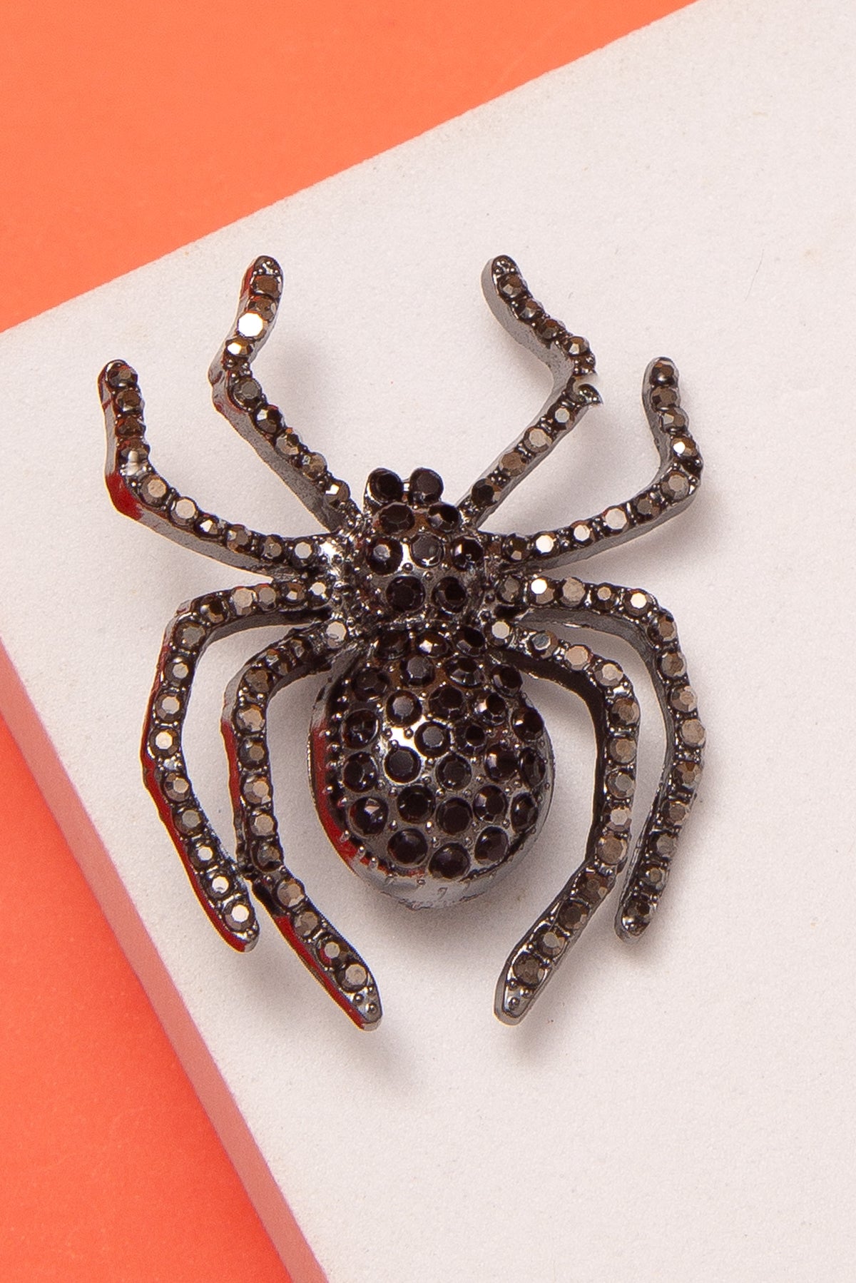 Lydia Halloween Crystal Pave Spider Brooch Pin