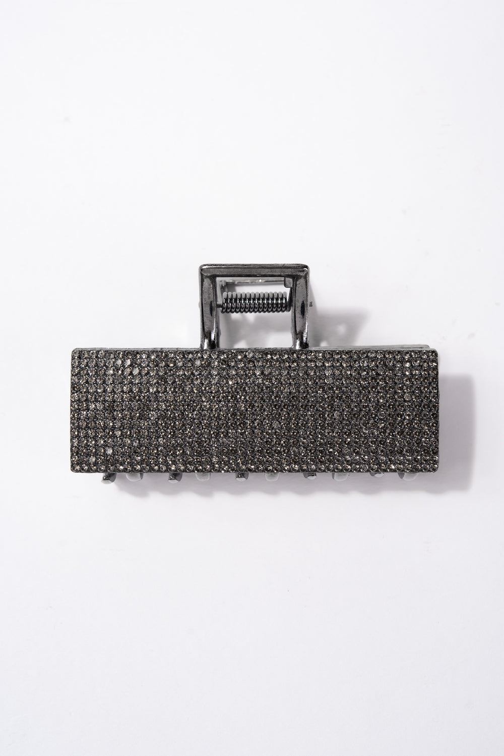 Emily Crystal Pave Rectangular Metal Hair Claw Clip | Black