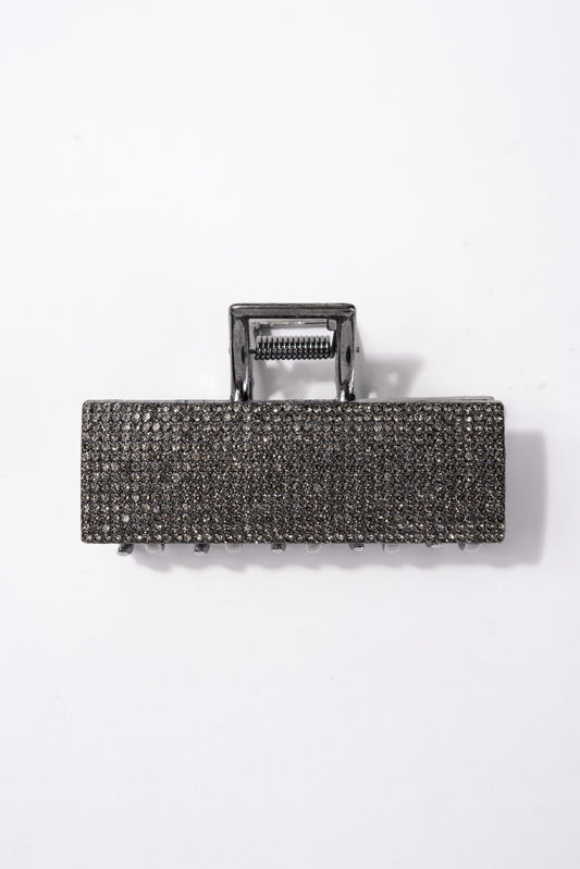 Emily Crystal Pave Rectangular Metal Hair Claw Clip