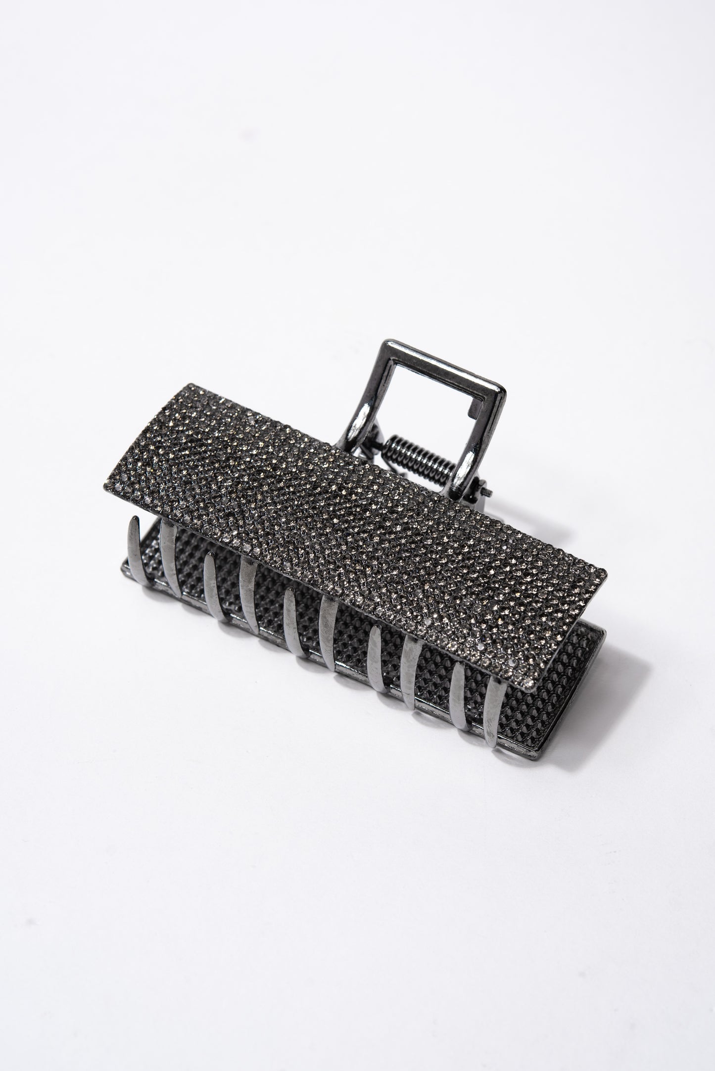 Emily Crystal Pave Rectangular Metal Hair Claw Clip