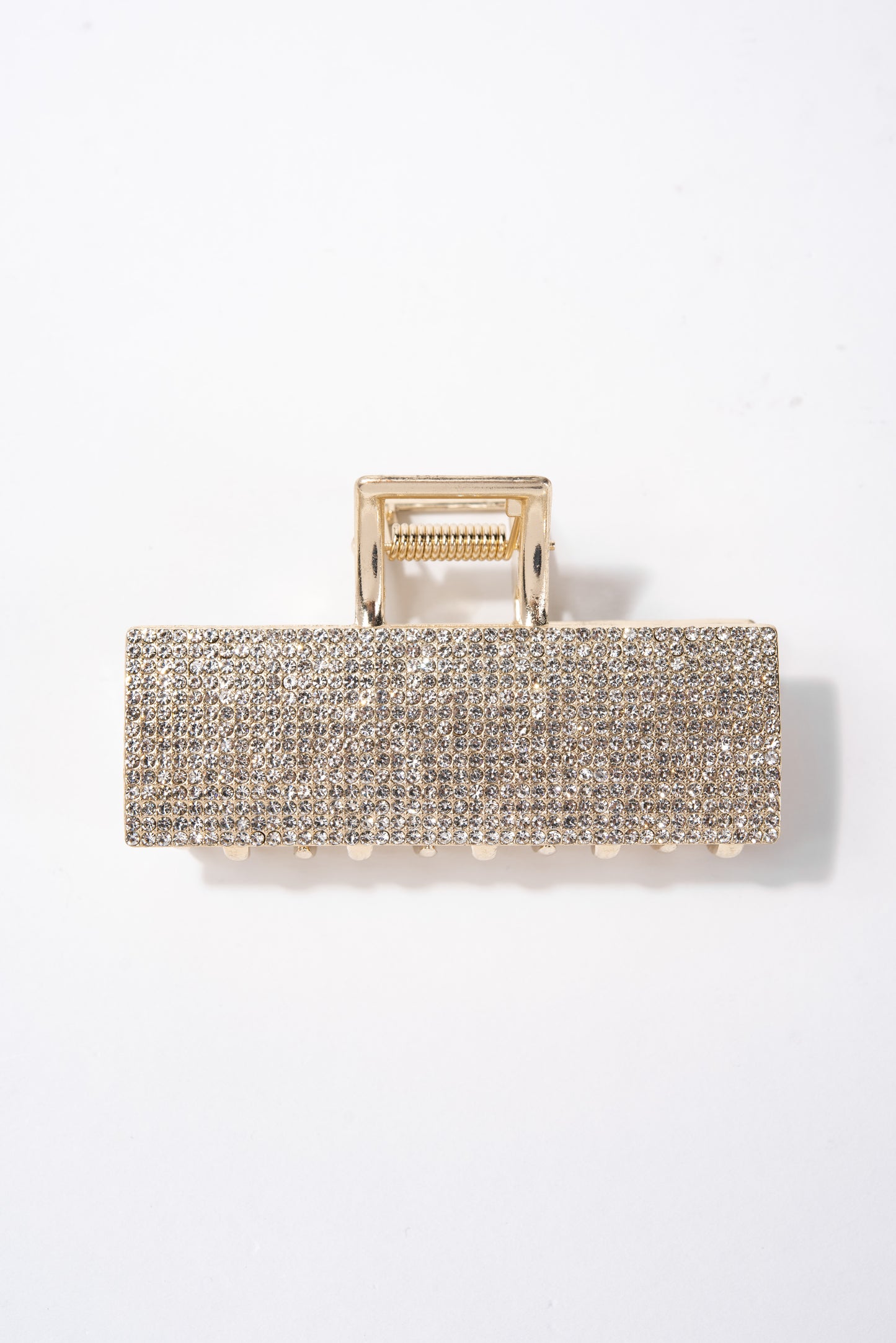 Emily Crystal Pave Rectangular Metal Hair Claw Clip