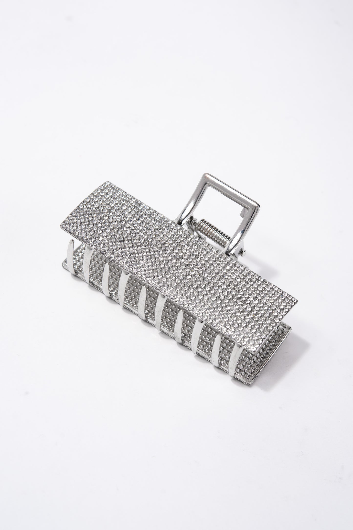 Emily Crystal Pave Rectangular Metal Hair Claw Clip
