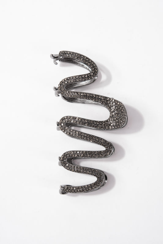 Kasey Swirl Metal Rhinestone Hair Claw Clip | Black