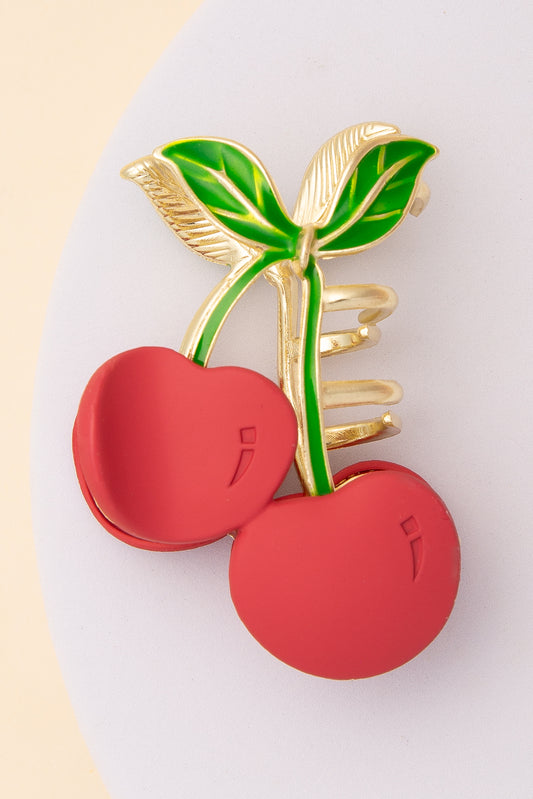 Rylee Cherry Hair Clip with Enamel Fruit Design