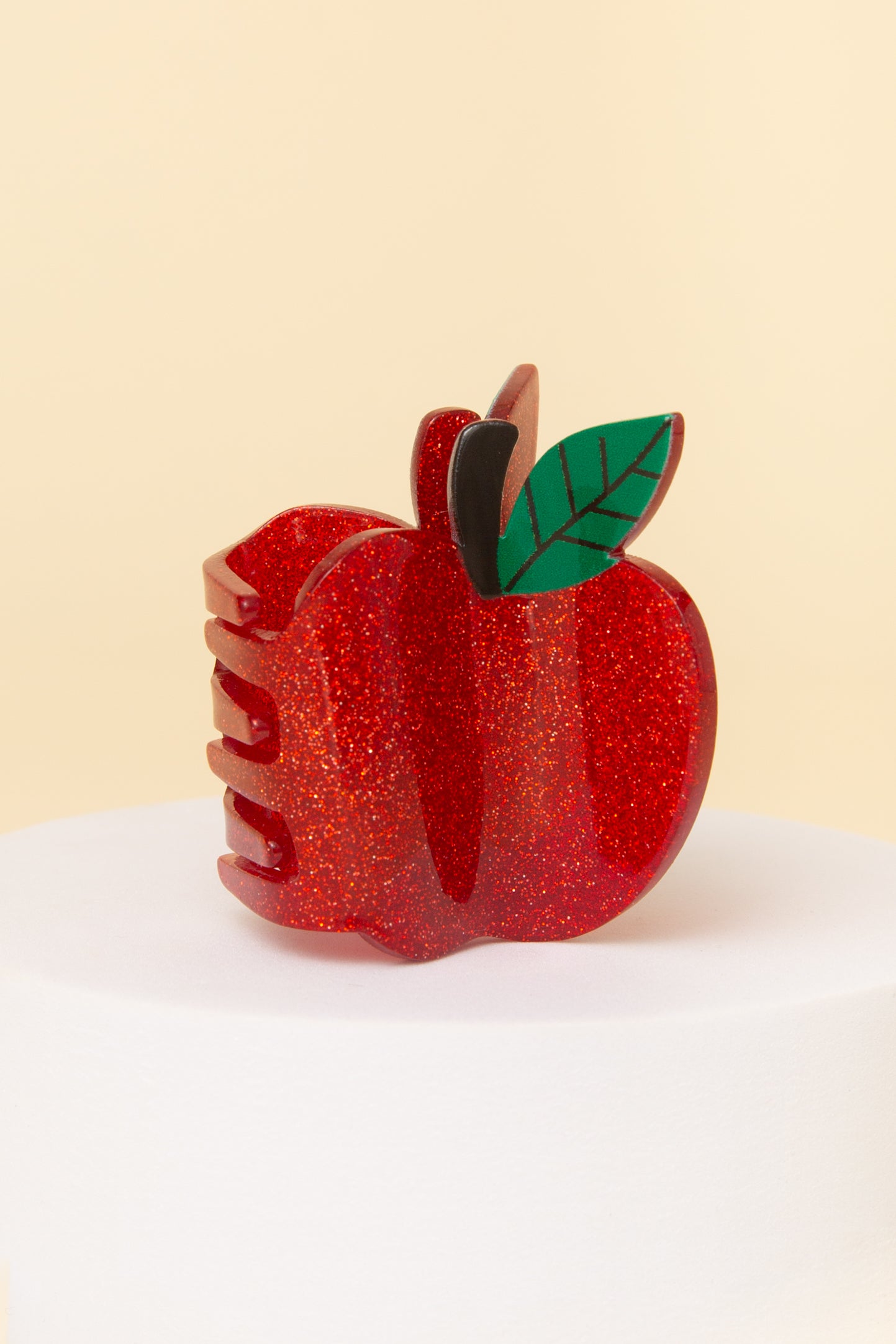 Sara School-Themed Glittered Teacher's Apple Acrylic Claw Clip