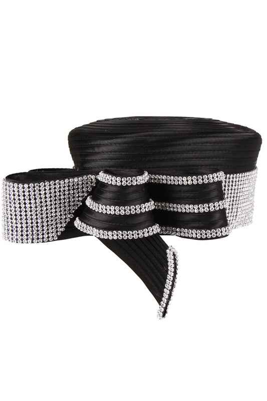 Lucy Large Bow Pill Box Braid Hat | Black