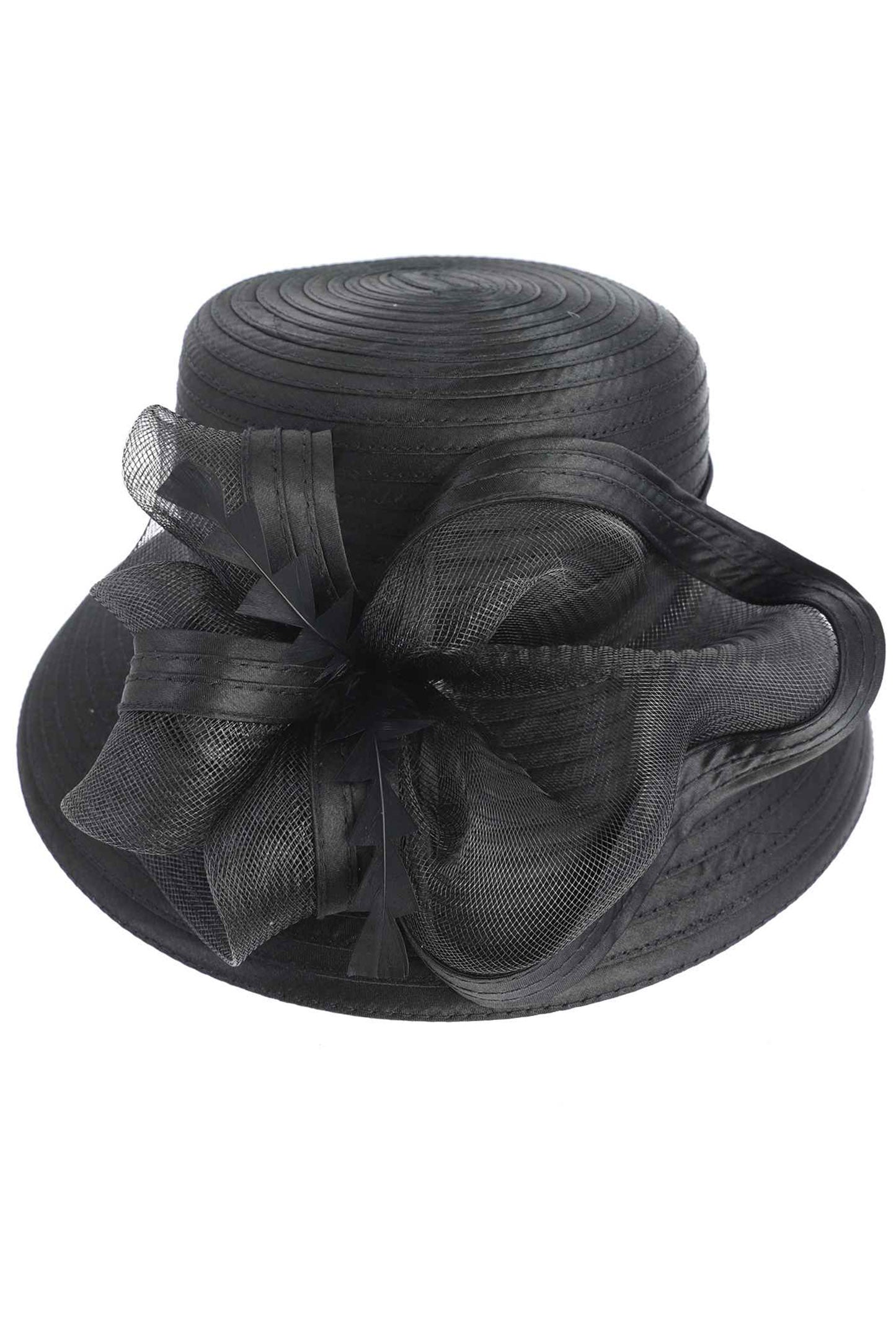 Avery Down Brim Floral Dressy Braid Hat | Black