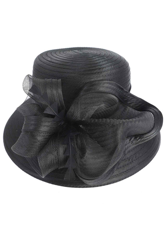 Avery Down Brim Floral Dressy Braid Hat | Black