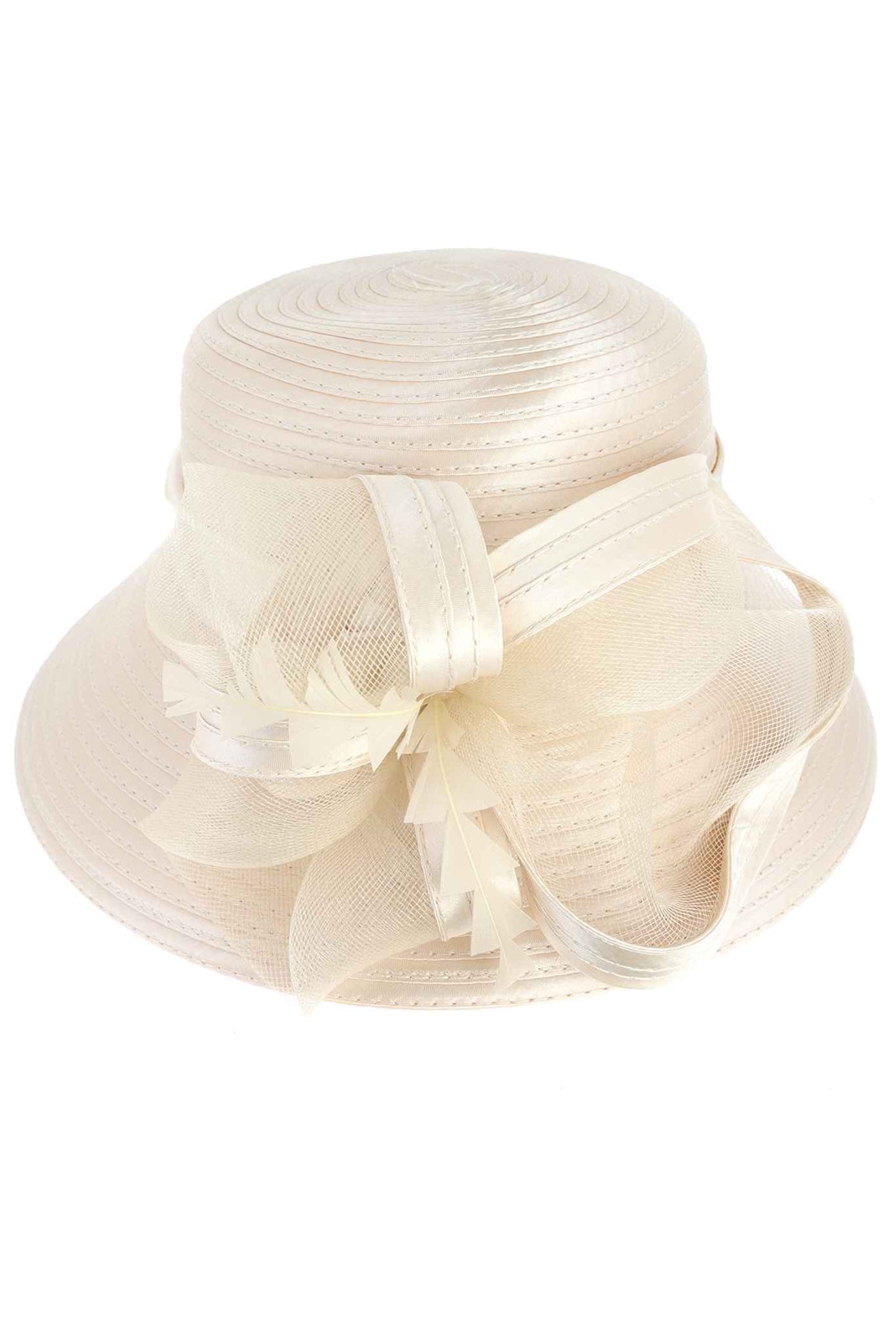 Avery Down Brim Floral Dressy Braid Hat | Pearl