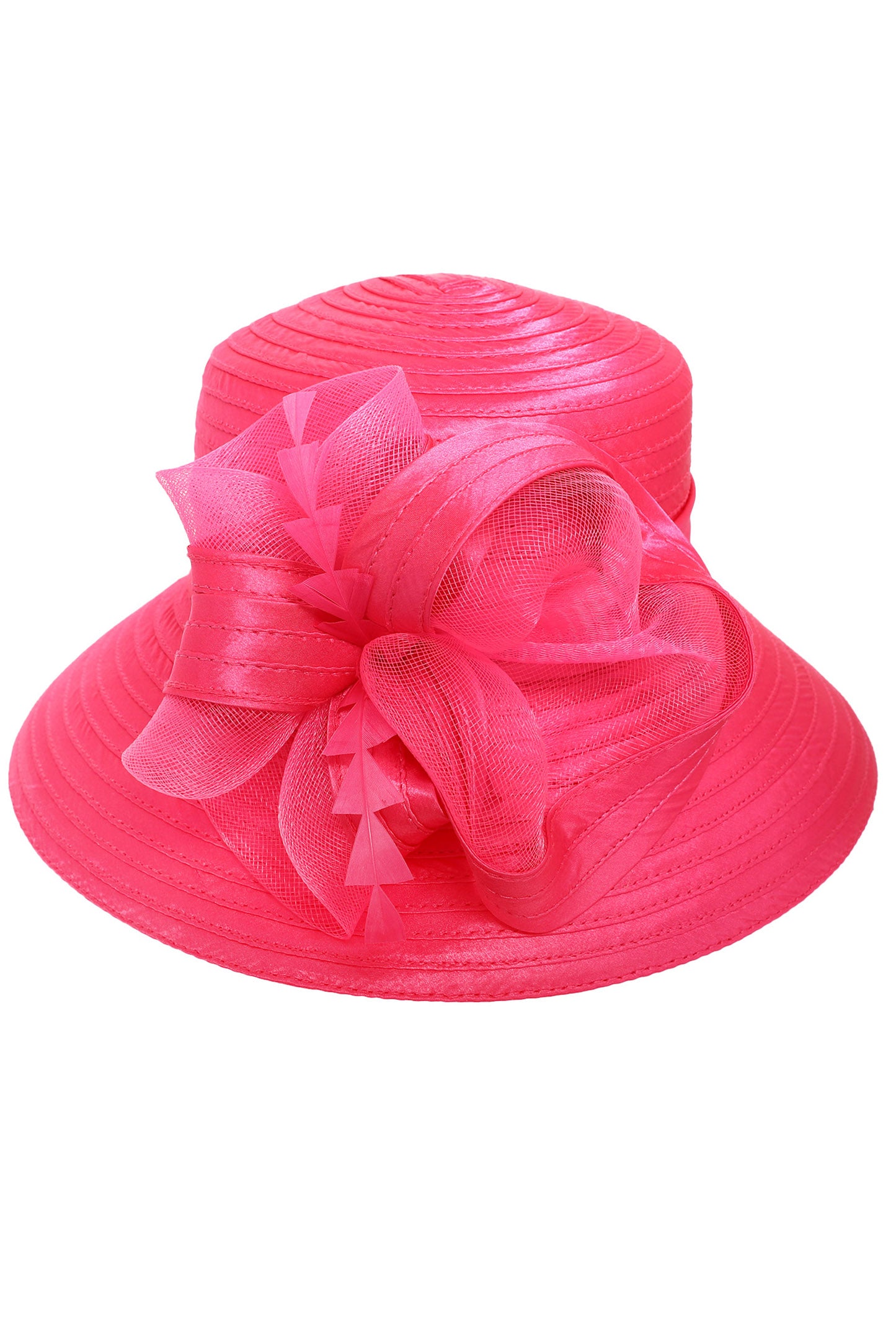 Avery Down Brim Floral Dressy Braid Hat | Fuchsia