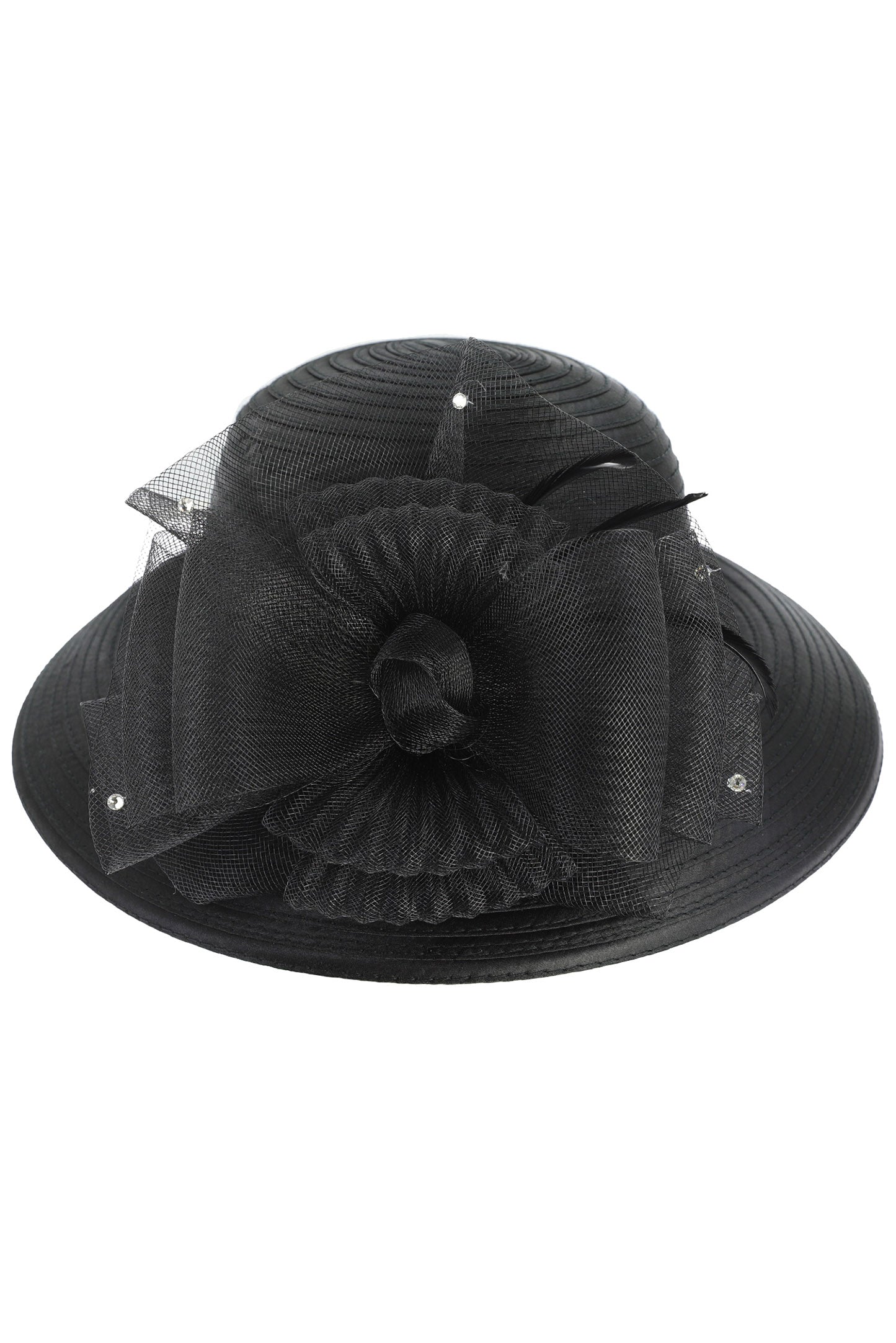 Mary Kentucky Derby Down Brim Feather Ribbon Hat | Black