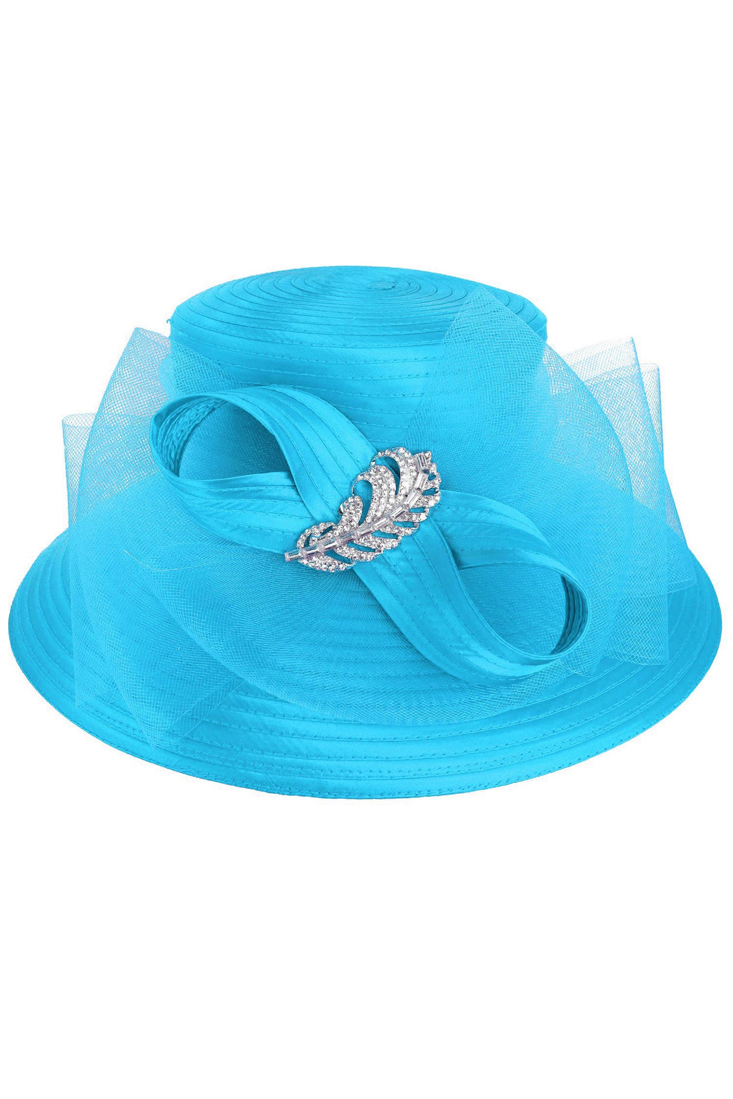 Valerie Dressy Brooch Ribbon Hat | Aqua