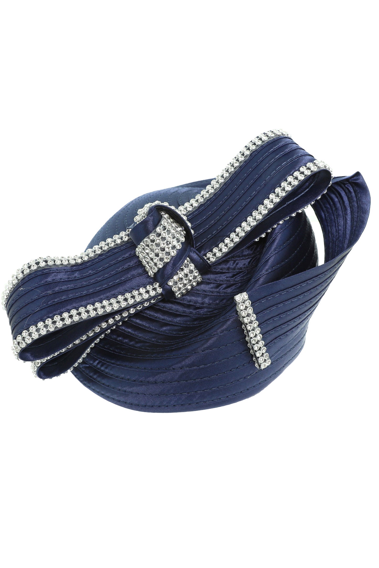 Alexandra Ribbon Metallic Dressy Pill Box Braid Hat | Navy