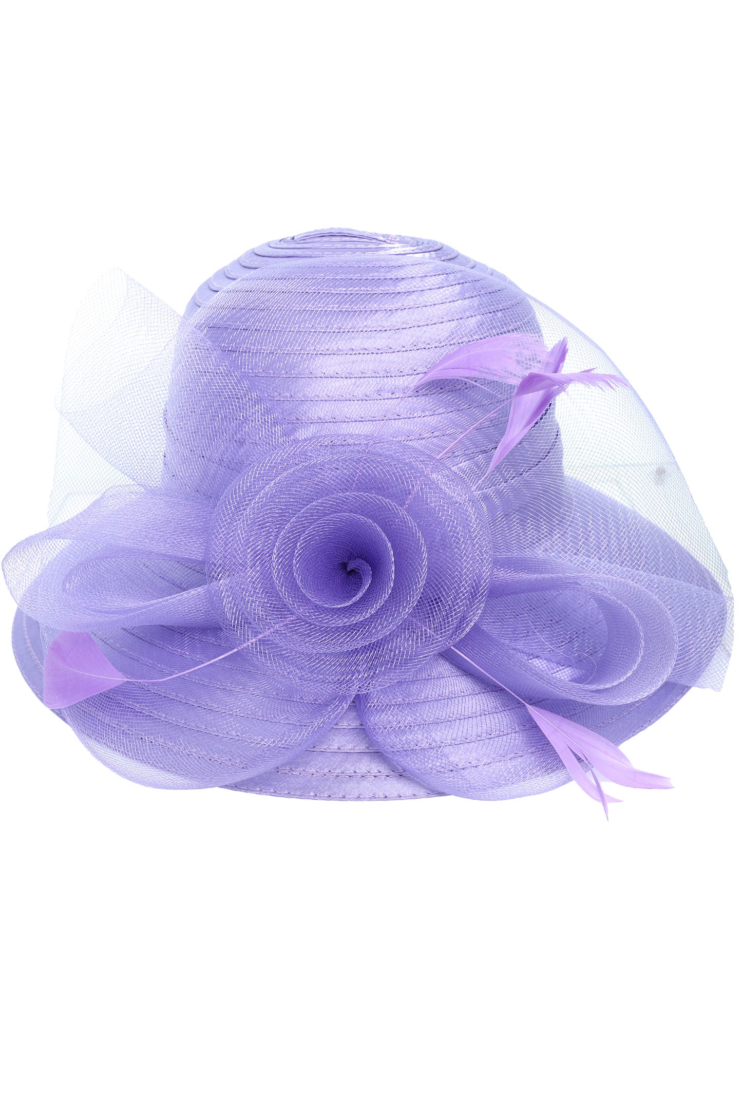 Jane Floral Feathered Down Brim Braid Hat | Lavender