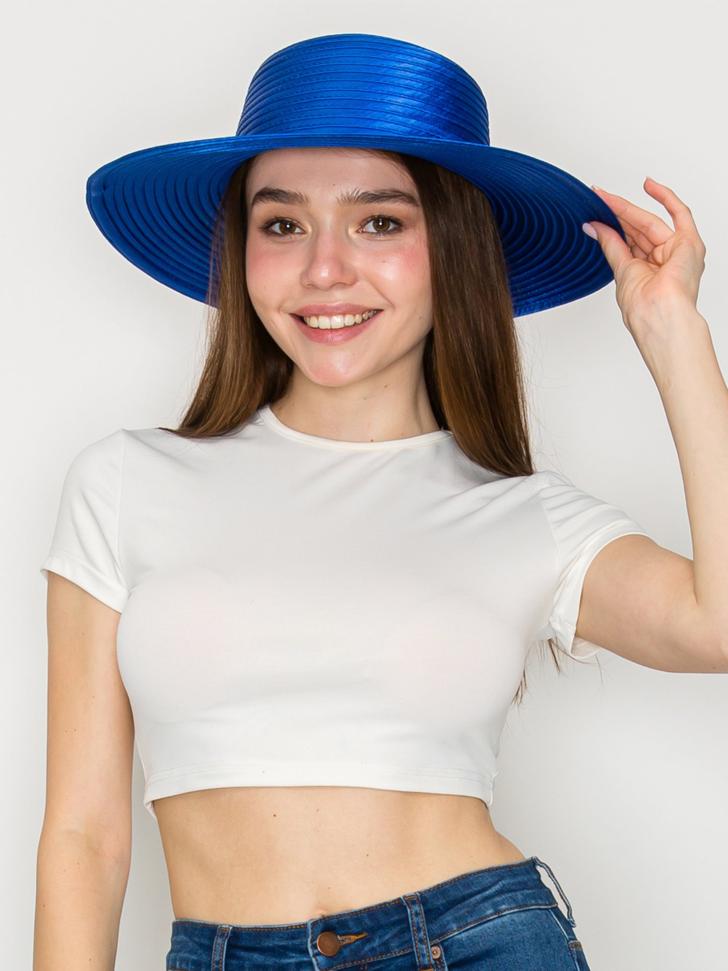 Layla Vibrant Color Down Wide Brim Paper Braid Hat