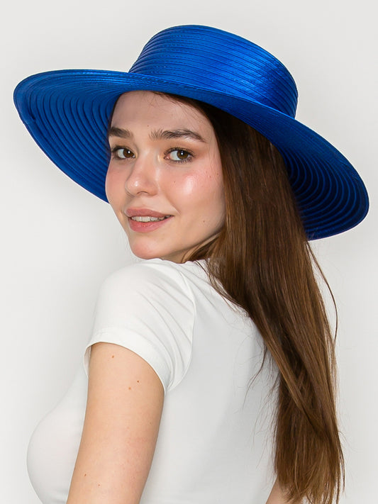 Layla Vibrant Color Down Wide Brim Paper Braid Hat