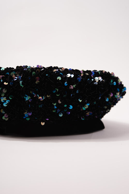 Jade Sparkly Sequin Beret Cap | Navy