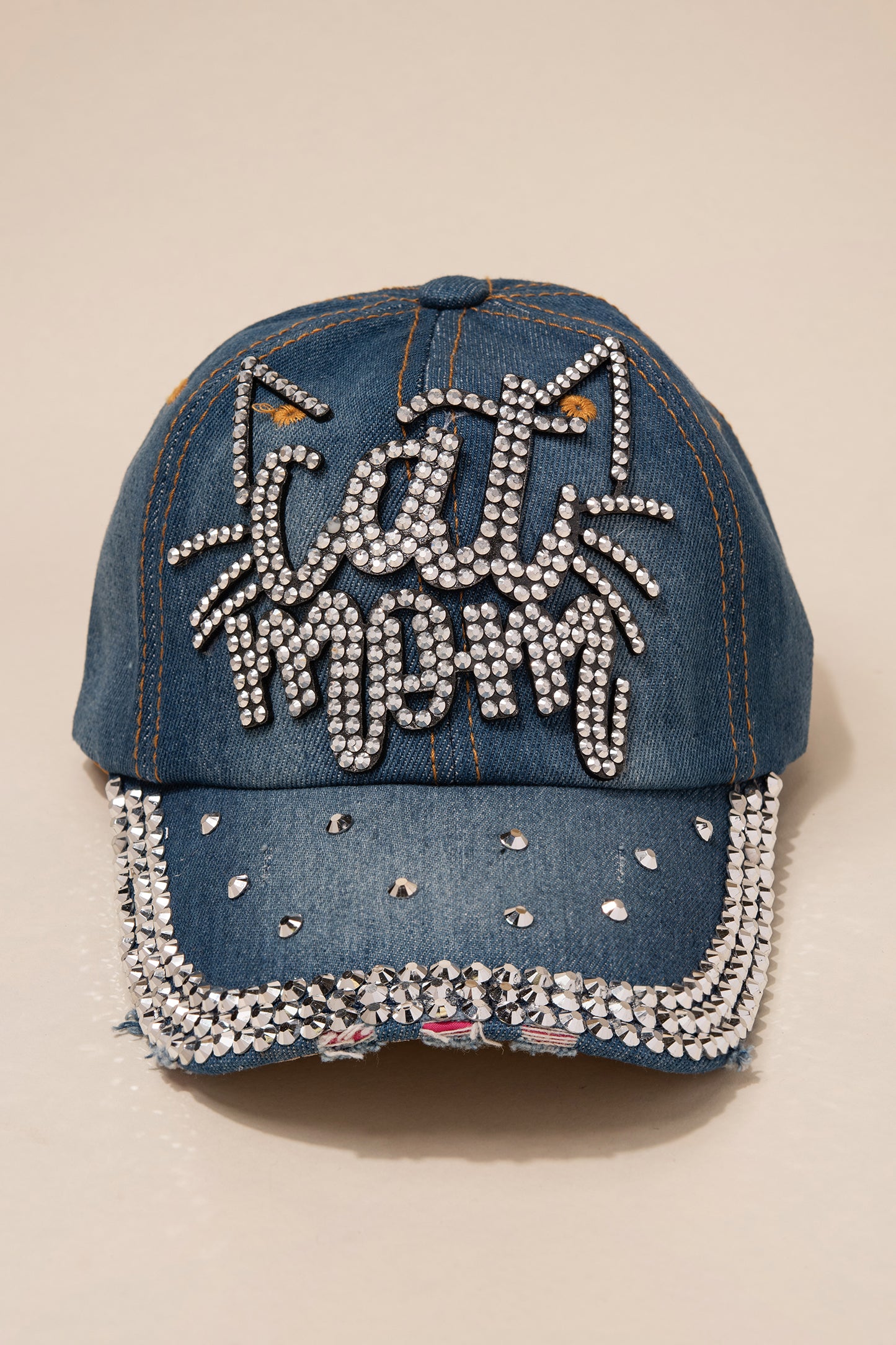 Cat Mom Cap with 3 Line Jewels
