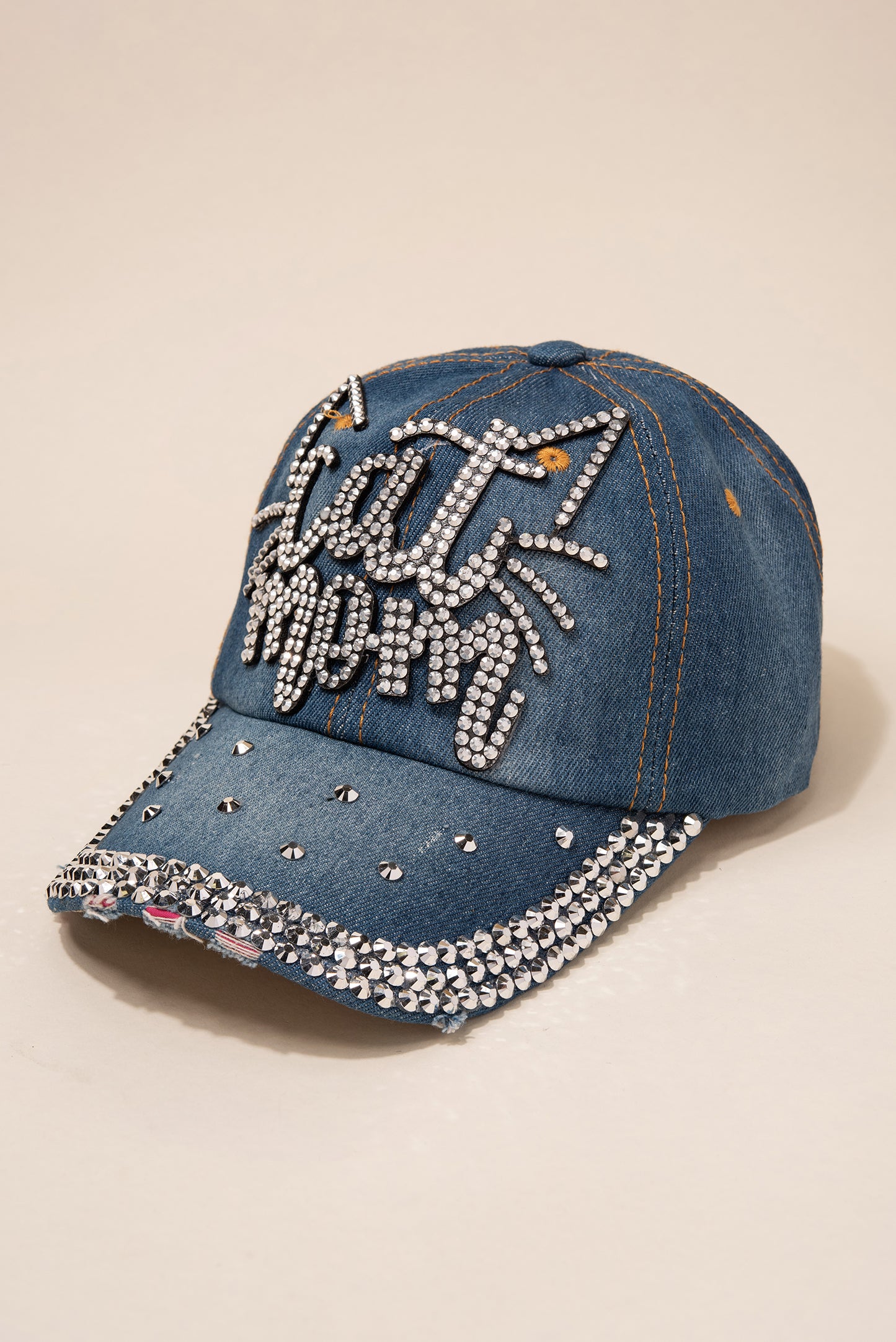 Cat Mom Cap with 3 Line Jewels