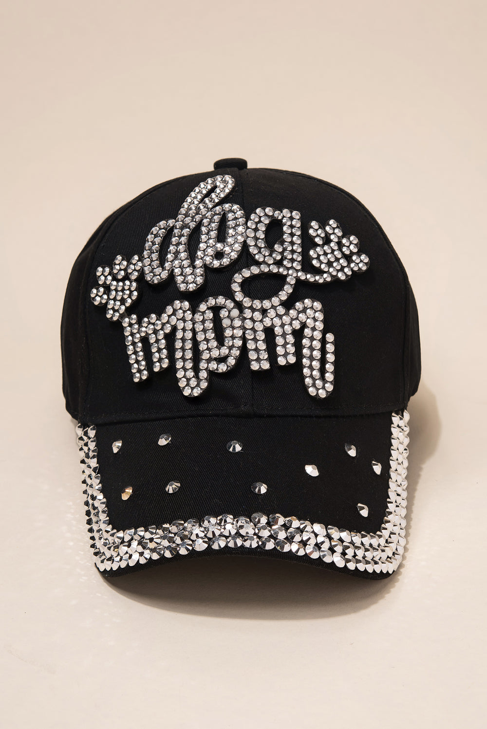Dog Mom Cap with 3 Line Jewels | Black