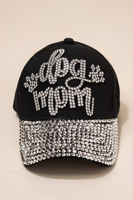 Dog Mom Cap with Full Bill Jewels | Black