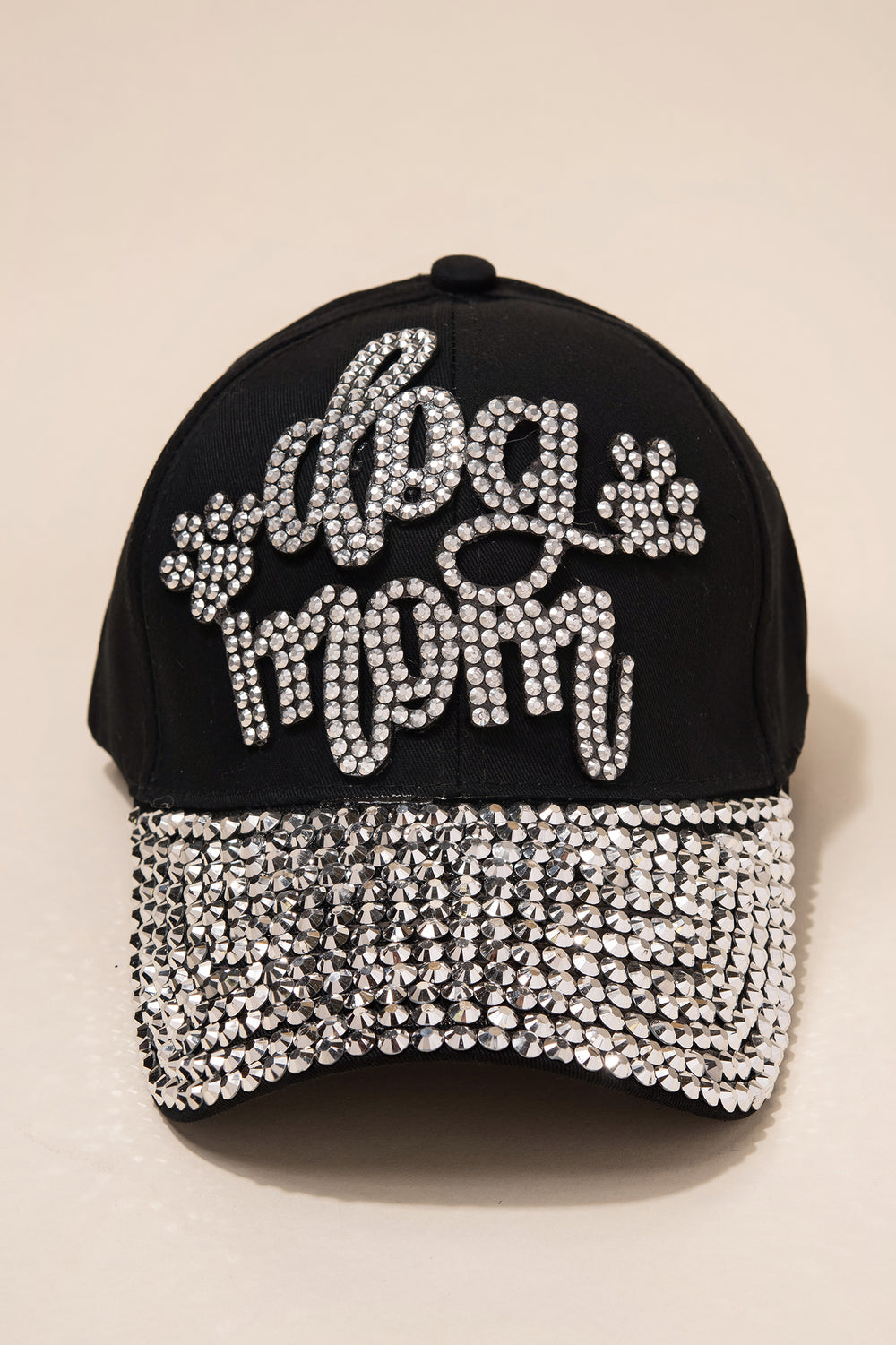 Dog Mom Cap with Full Bill Jewels | Black