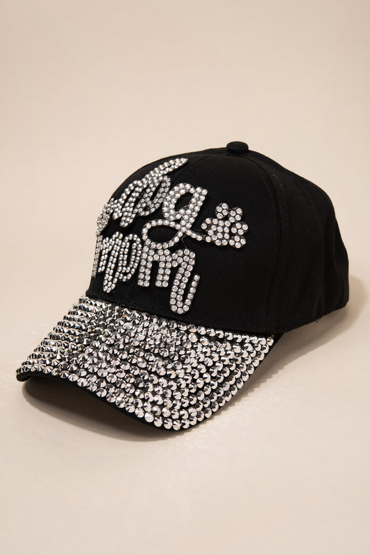 Dog Mom Cap with Full Bill Jewels | Black